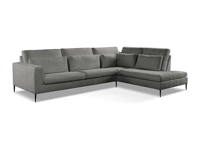 Canapé d’angle 4 places droit en tissu chenille - gris foncé - AKALA