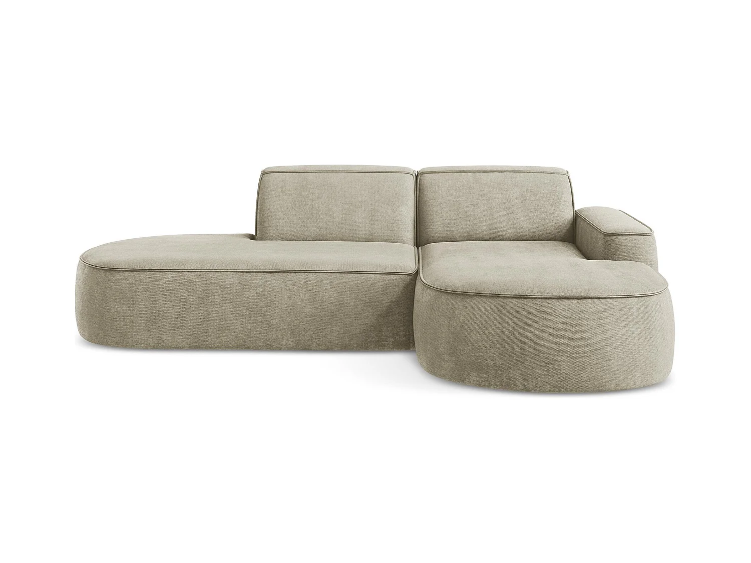 Canapé d'angle 3 places modulaire droit en tissu chenille - beige - OMAO