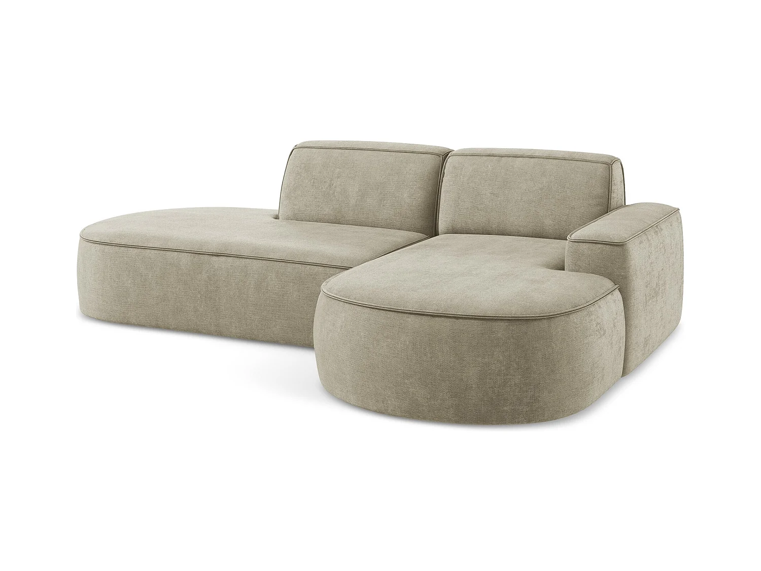 Canapé d'angle 3 places modulaire droit en tissu chenille - beige - OMAO