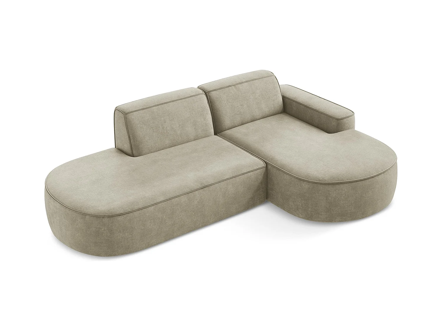 Canapé d'angle 3 places modulaire droit en tissu chenille - beige - OMAO