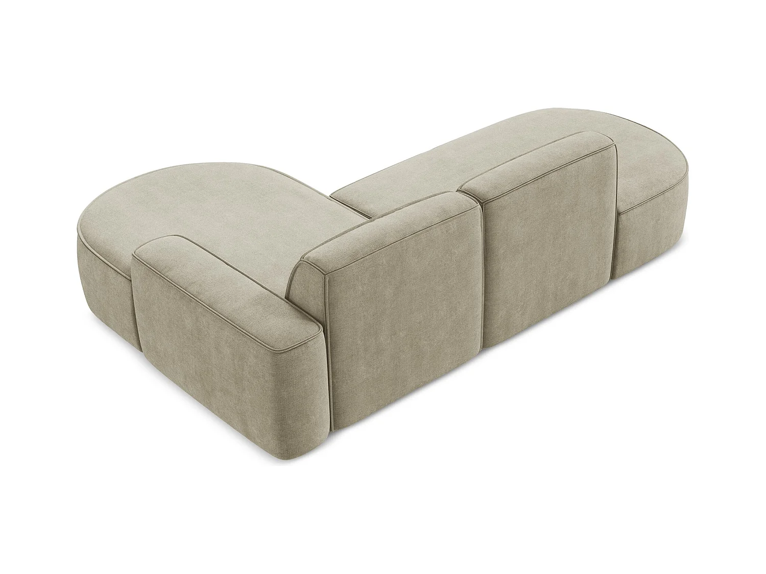 Canapé d'angle 3 places modulaire droit en tissu chenille - beige - OMAO