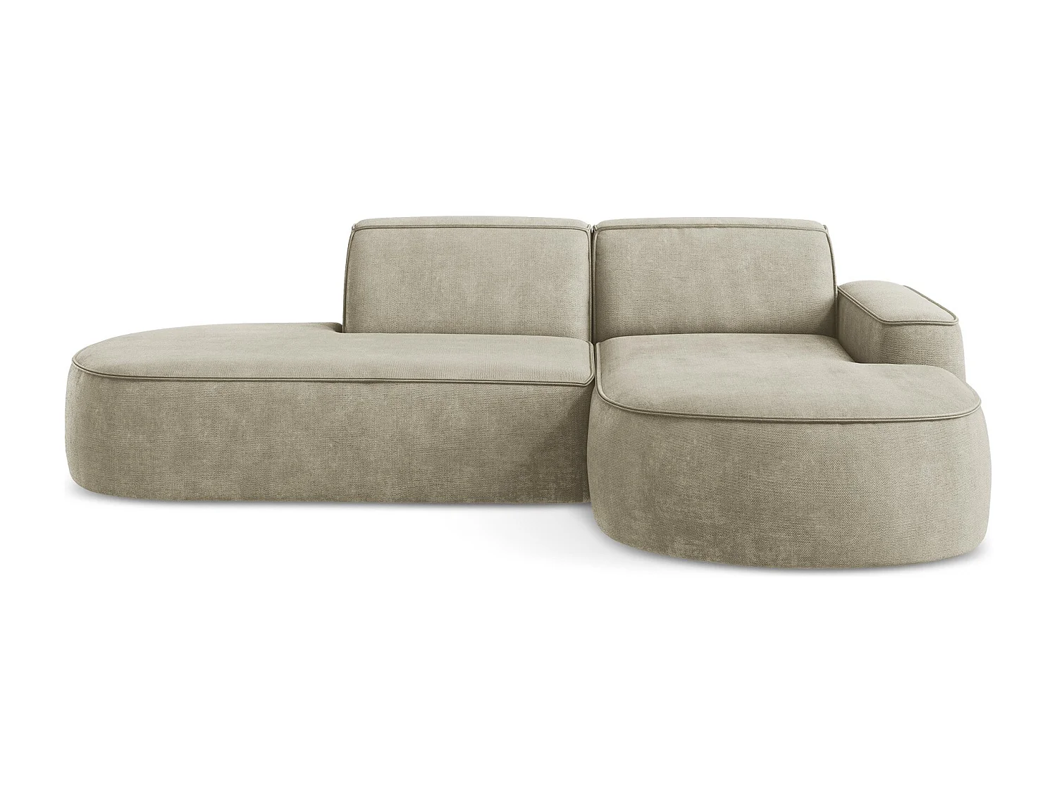 Canapé d'angle 3 places modulaire droit en tissu chenille - beige - OMAO