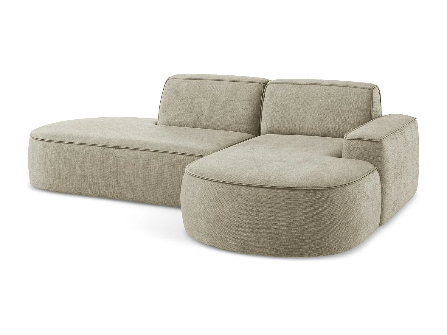 Canapé d'angle 3 places modulaire droit en tissu chenille - beige - OMAO