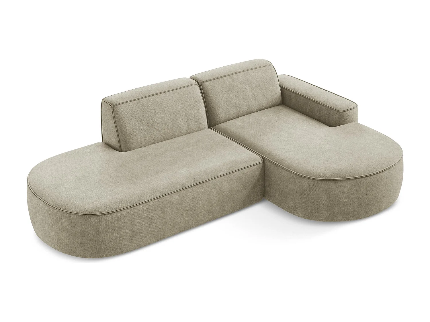 Canapé d'angle 3 places modulaire droit en tissu chenille - beige - OMAO