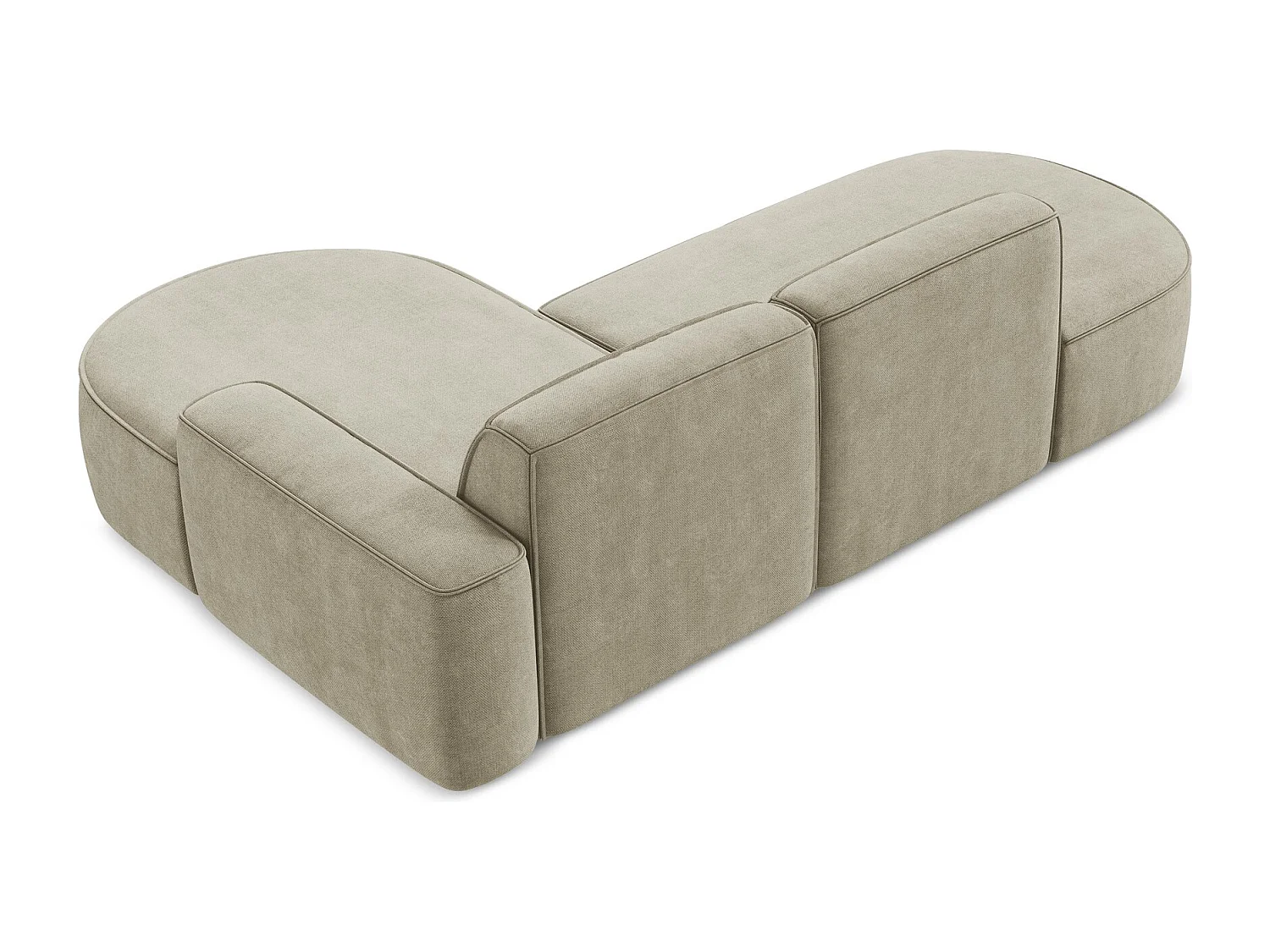 Canapé d'angle 3 places modulaire droit en tissu chenille - beige - OMAO