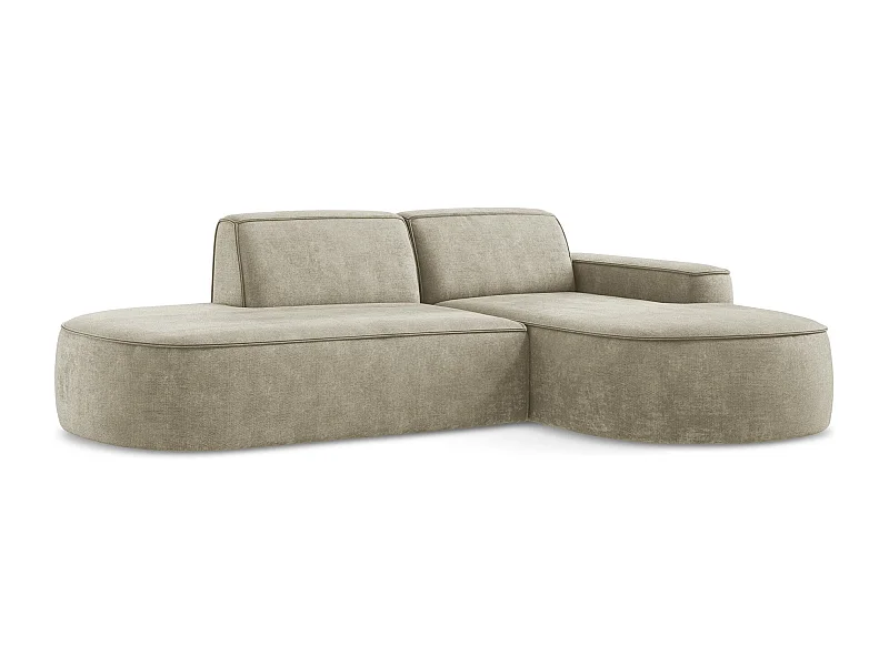 Canapé d'angle 3 places modulaire droit en tissu chenille - beige - OMAO