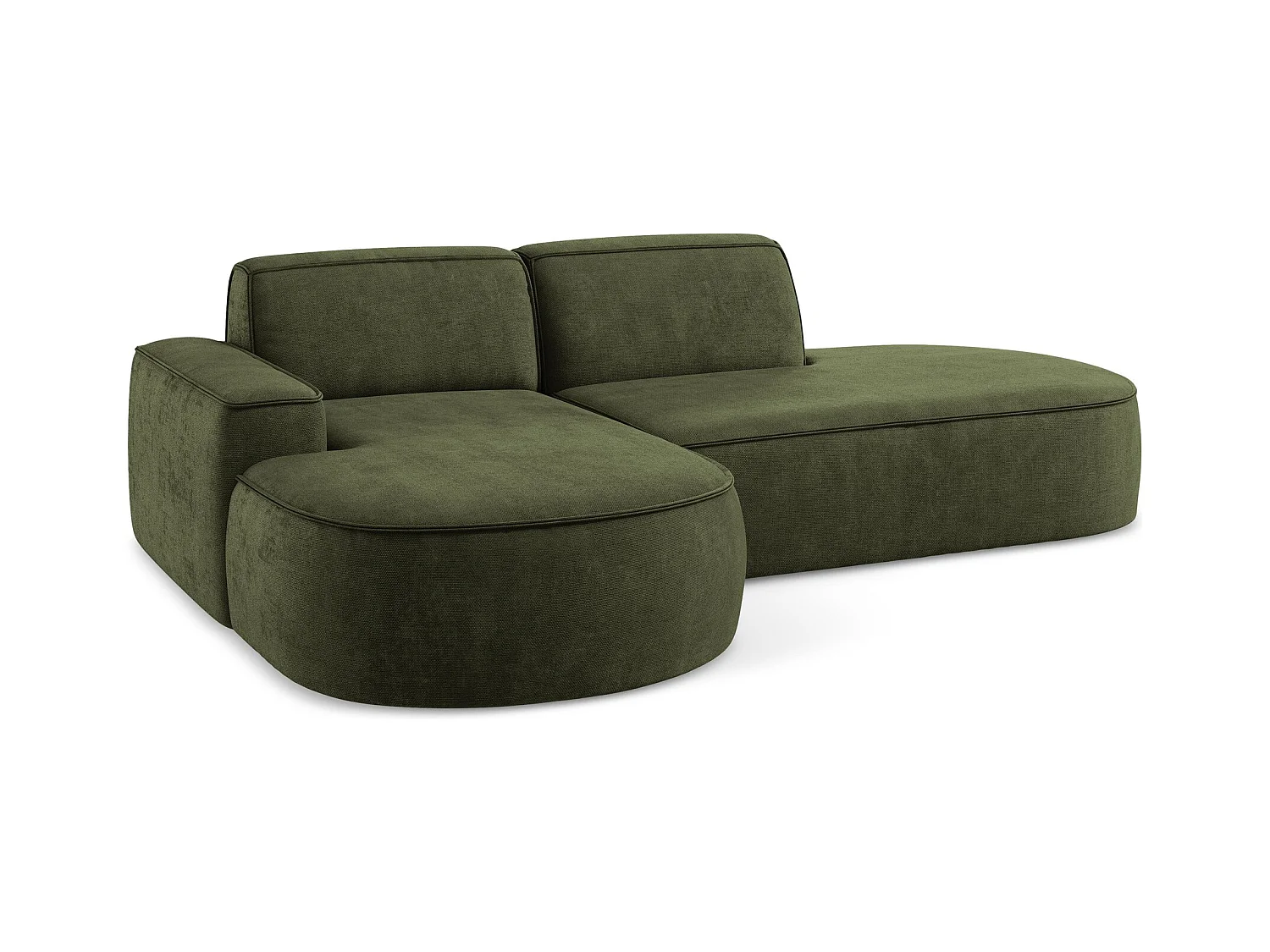 Canapé d'angle 3 places modulaire gauche en tissu chenille - olive - OMAO