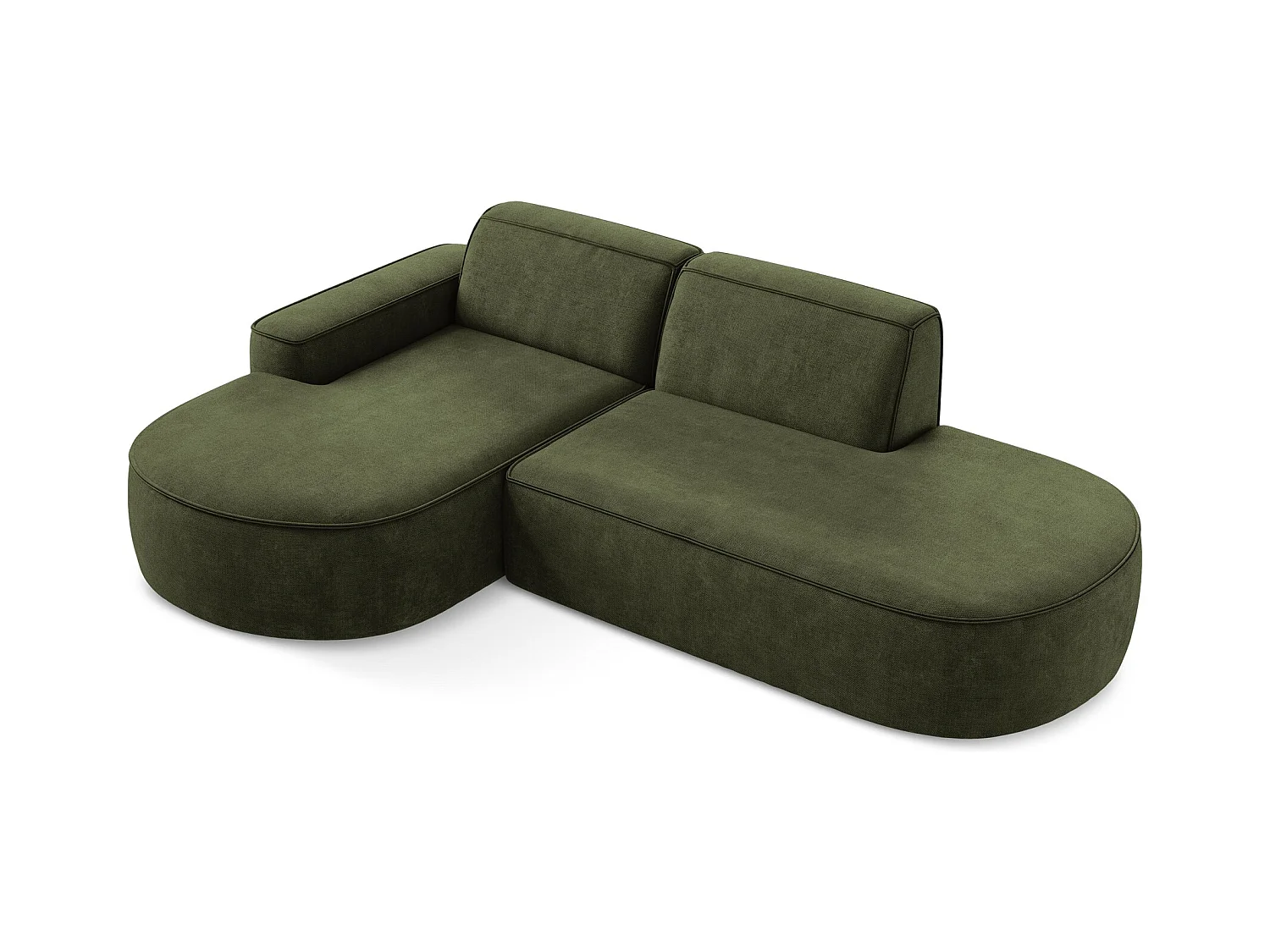 Canapé d'angle 3 places modulaire gauche en tissu chenille - olive - OMAO