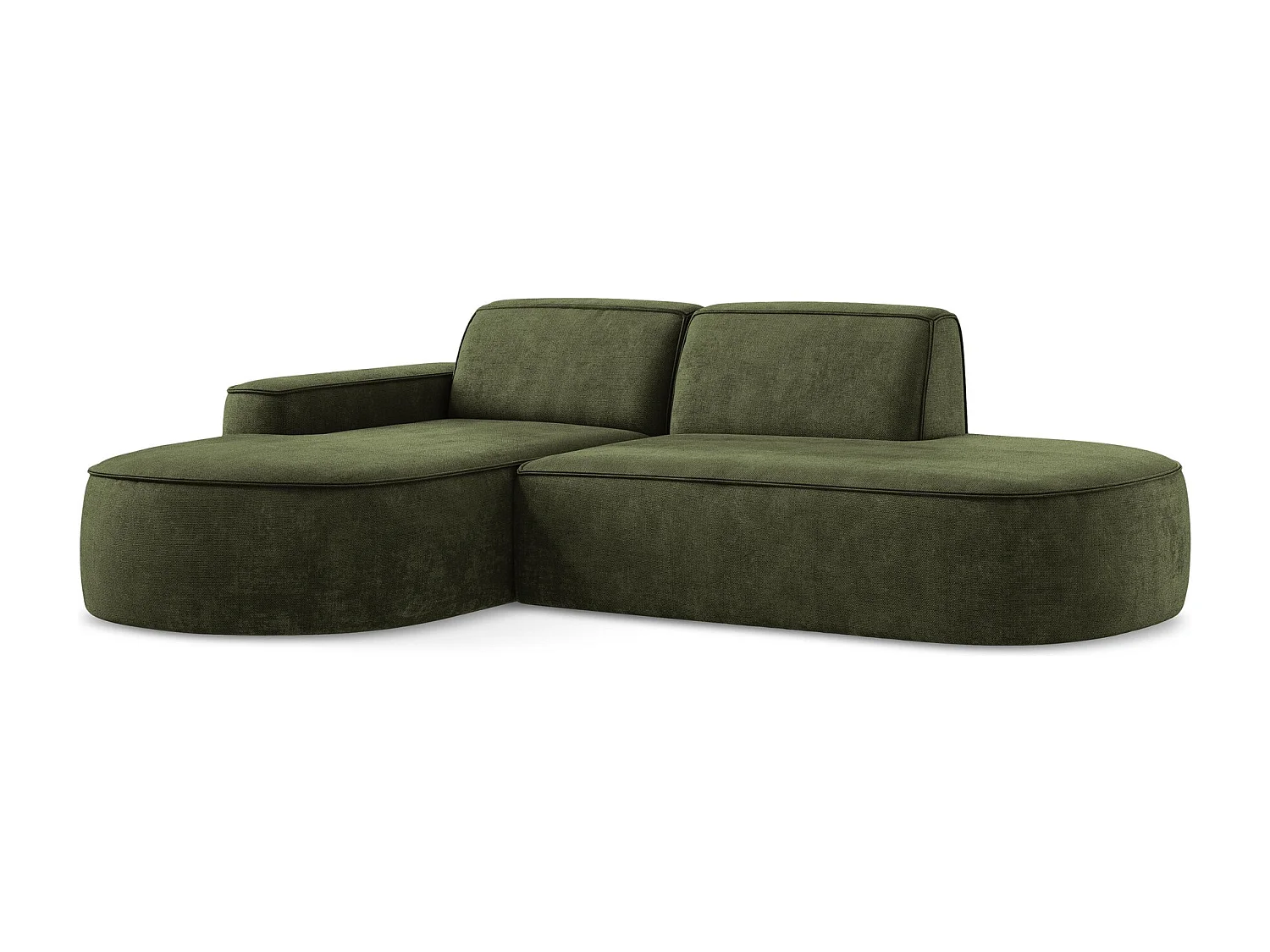 Canapé d'angle 3 places modulaire gauche en tissu chenille - olive - OMAO