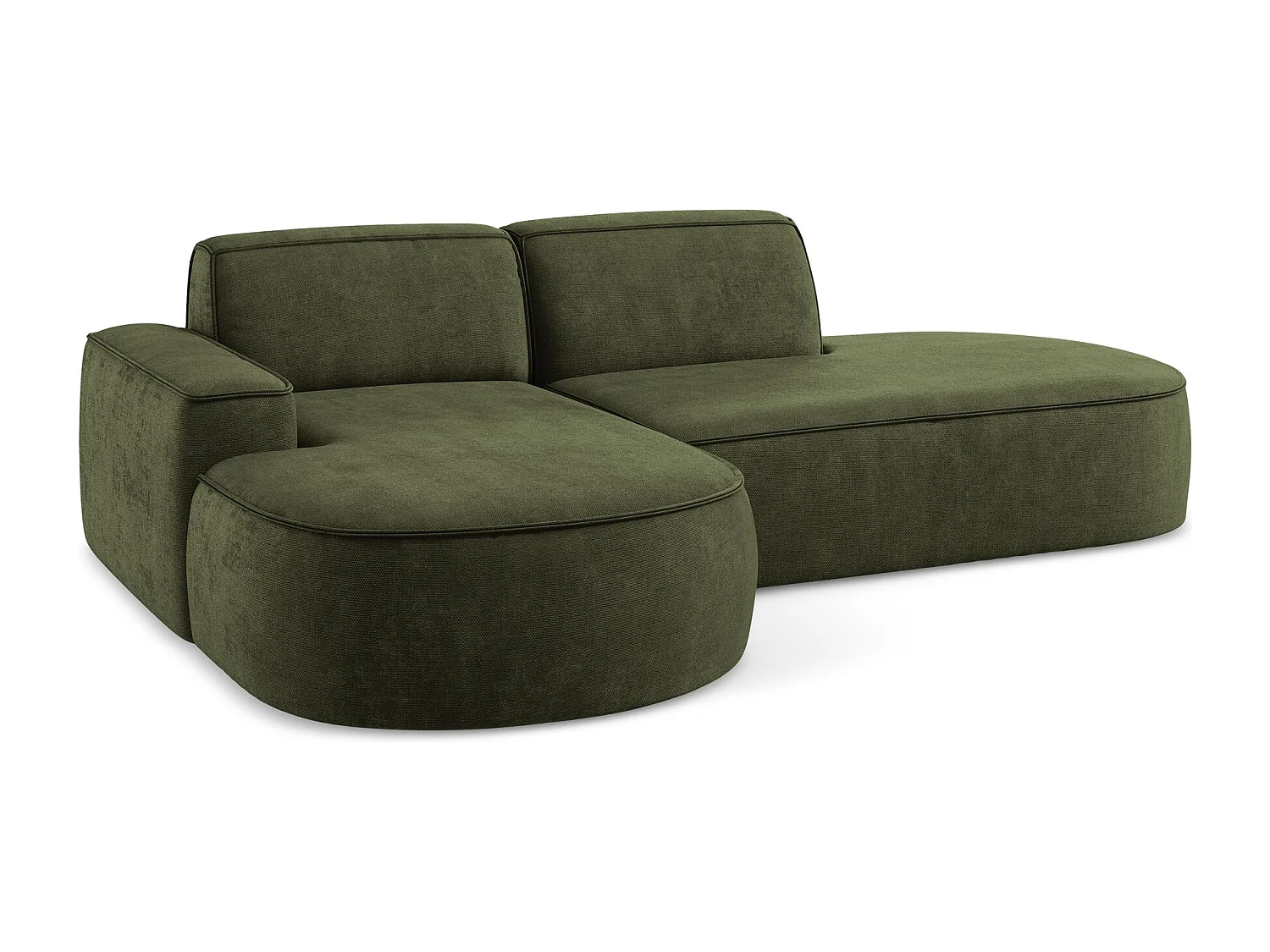 Canapé d'angle 3 places modulaire gauche en tissu chenille - olive - OMAO