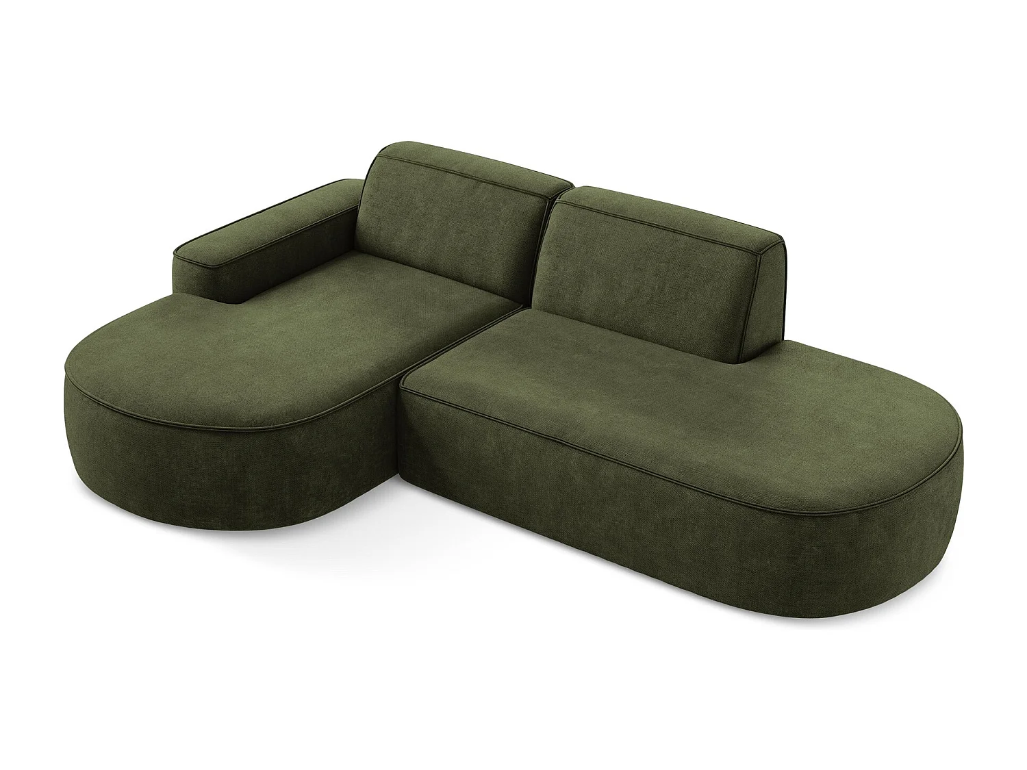 Canapé d'angle 3 places modulaire gauche en tissu chenille - olive - OMAO