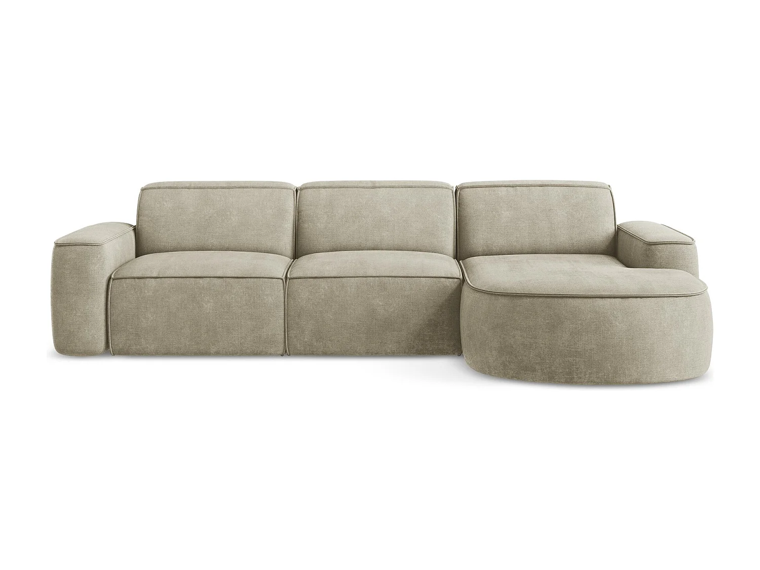 Canapé d'angle 3 places modulaire droit en tissu chenille - beige - OMAO