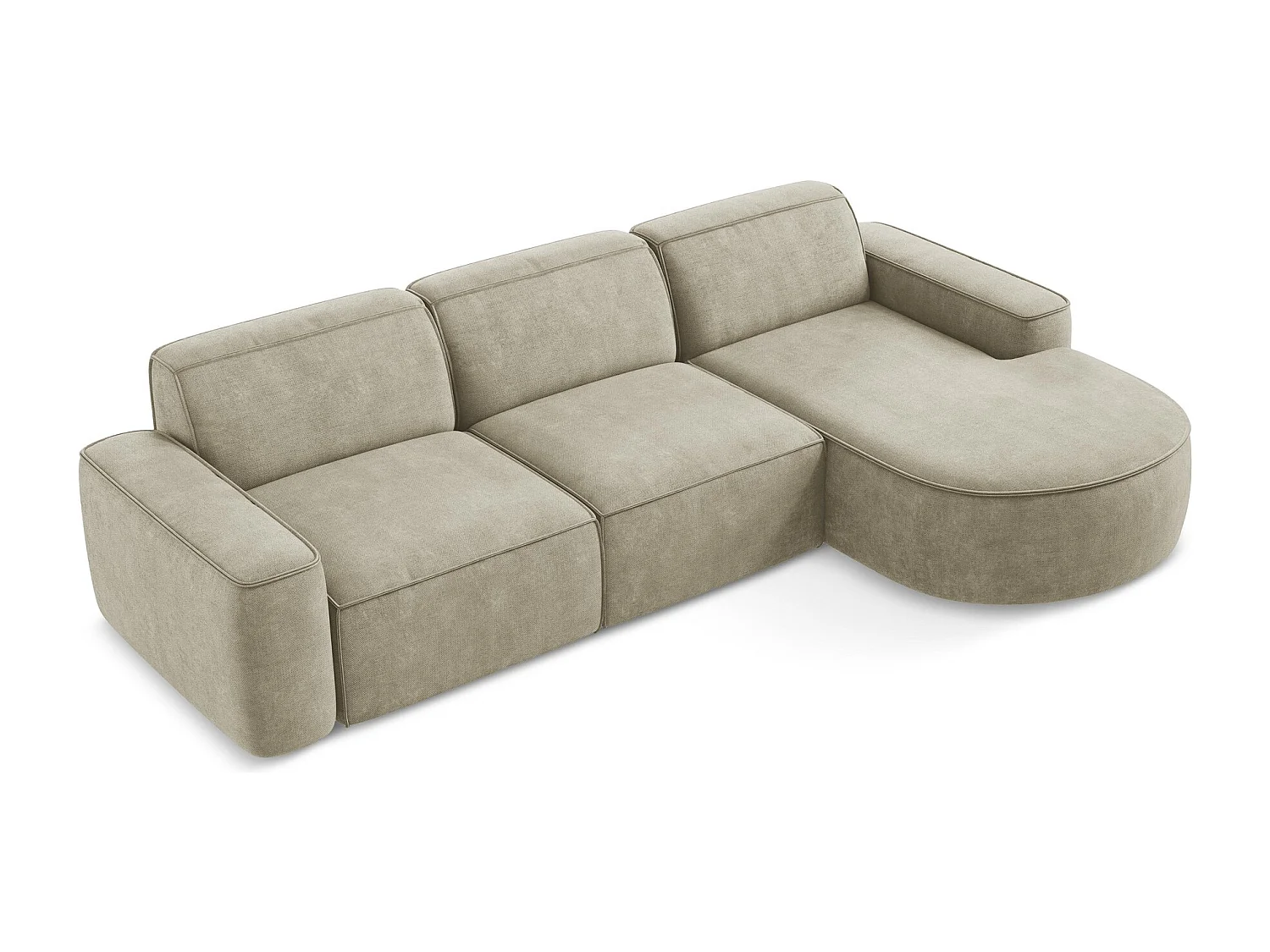 Canapé d'angle 3 places modulaire droit en tissu chenille - beige - OMAO