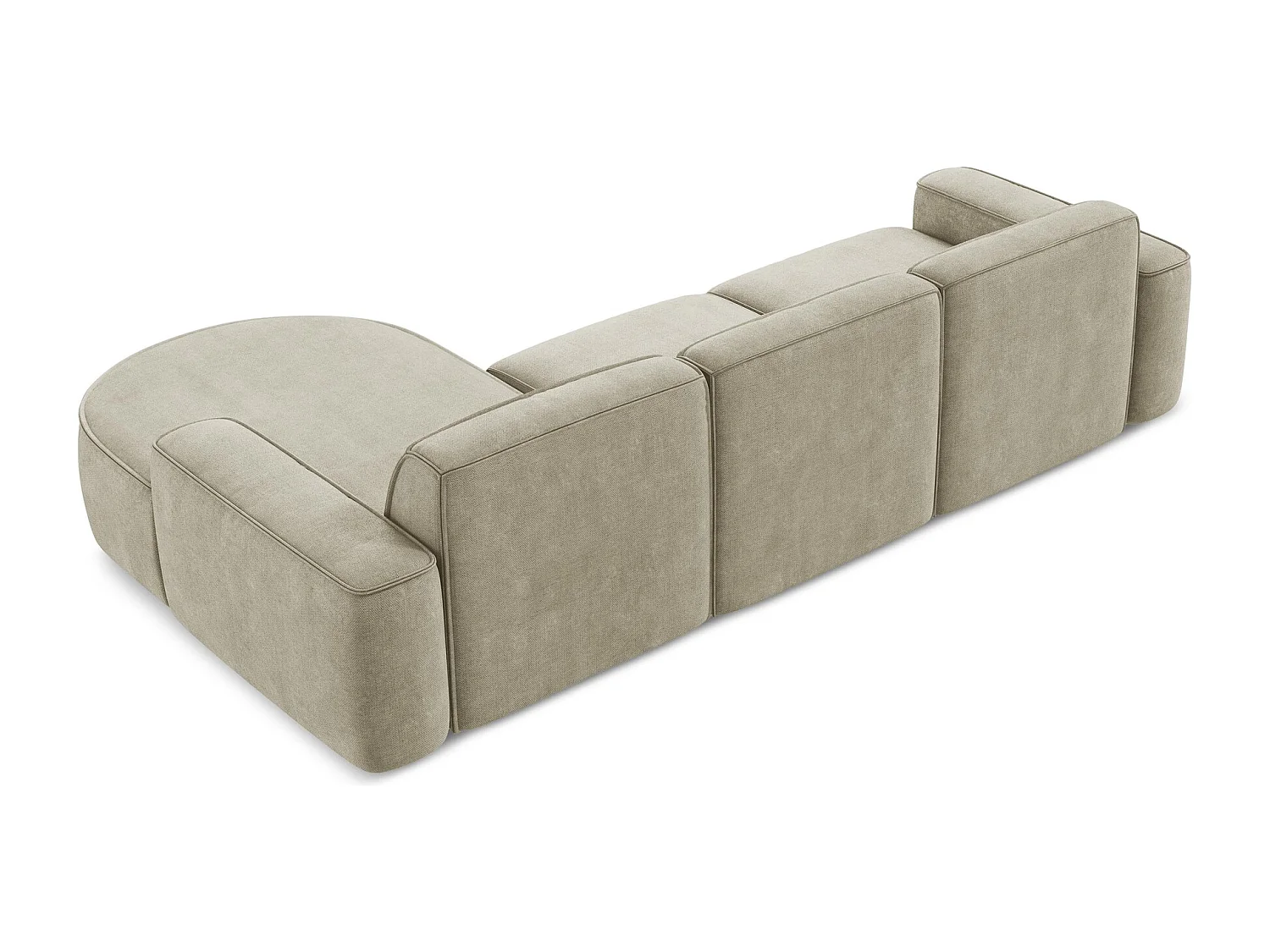 Canapé d'angle 3 places modulaire droit en tissu chenille - beige - OMAO