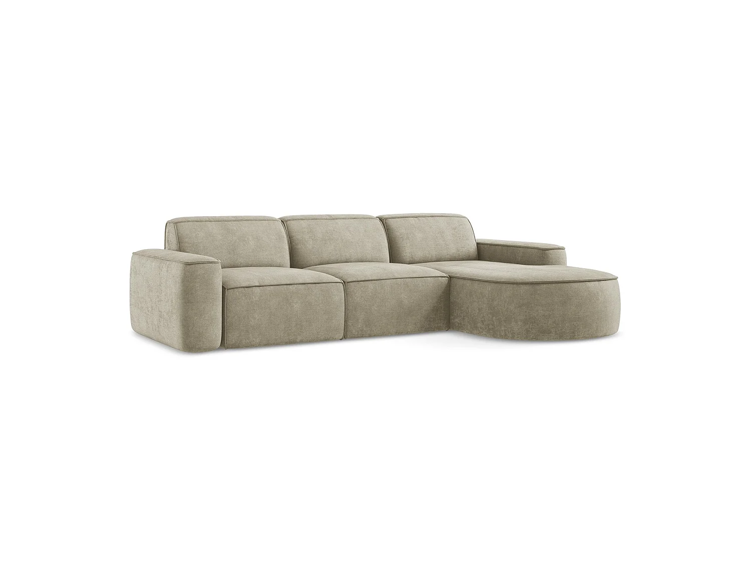 Modulaire hoekbank rechts van beige chenille stof - MELISSA