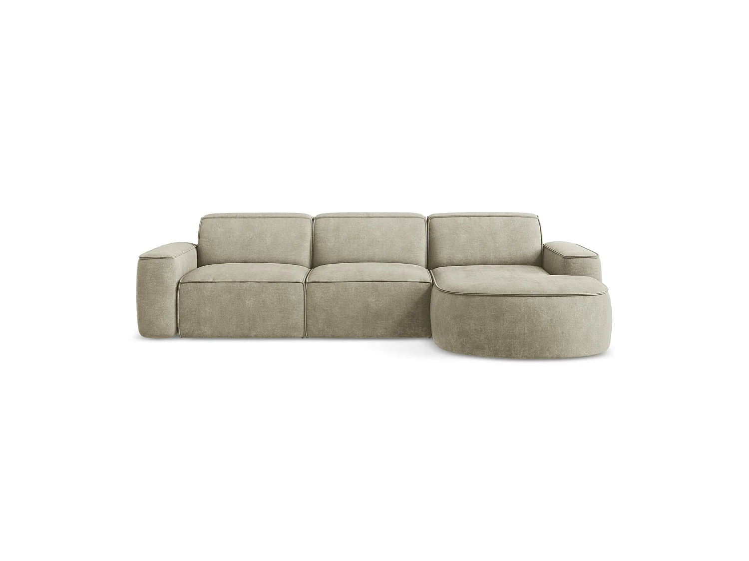 Modulaire hoekbank rechts van beige chenille stof - MELISSA