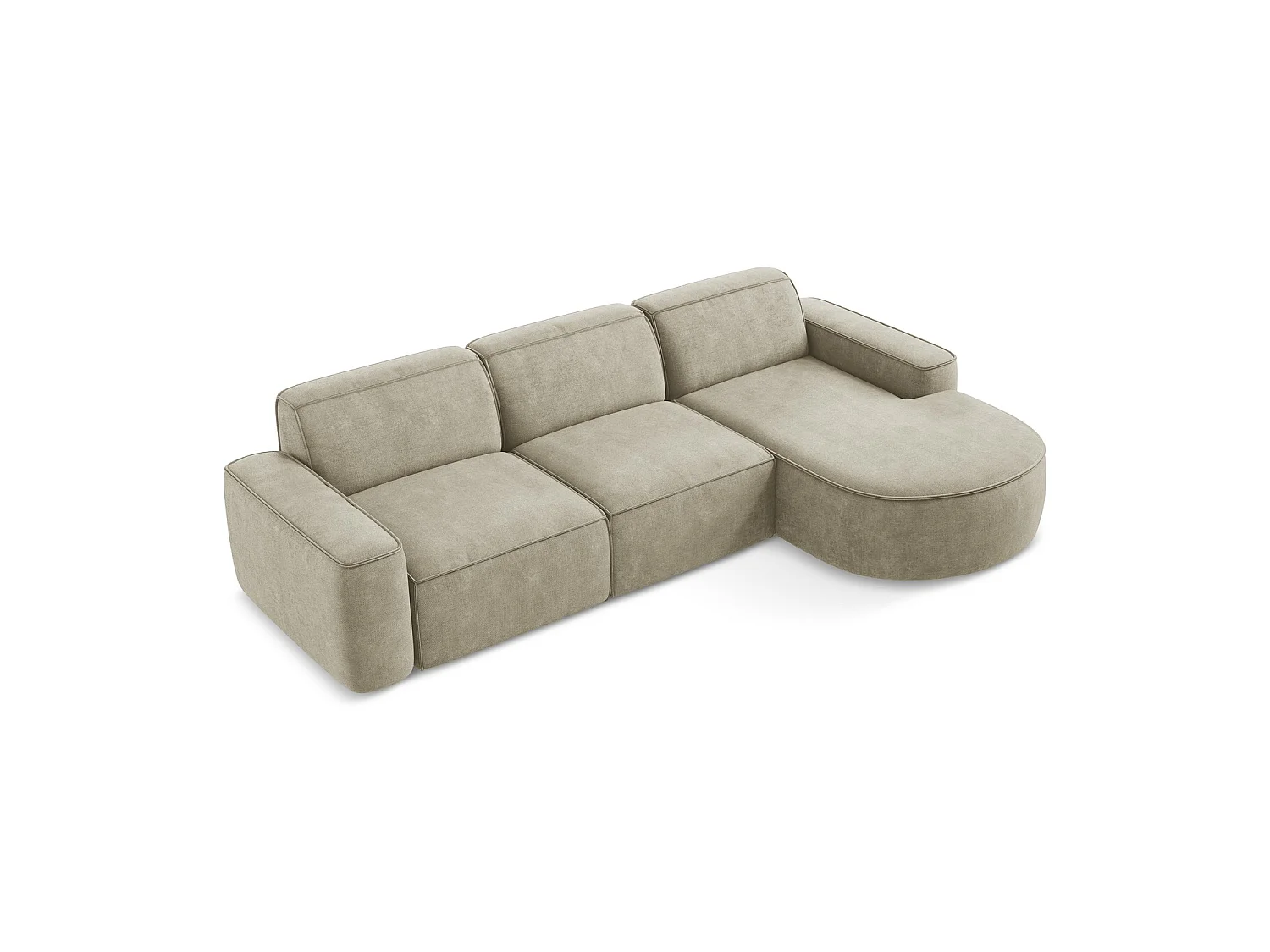 Modulaire hoekbank rechts van beige chenille stof - MELISSA