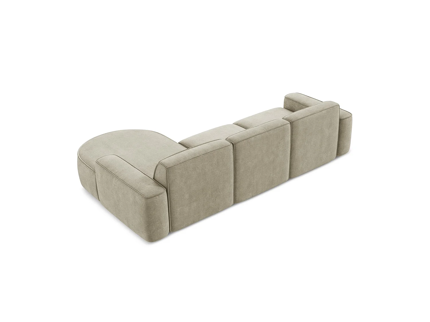 Modulaire hoekbank rechts van beige chenille stof - MELISSA