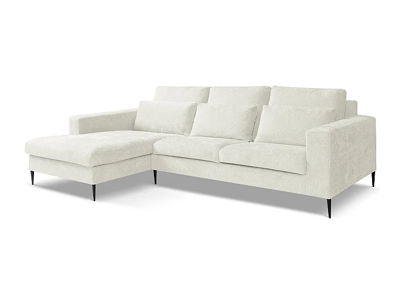 Canapé d’angle 3 places gauche en tissu chenille - beige clair - AKALA