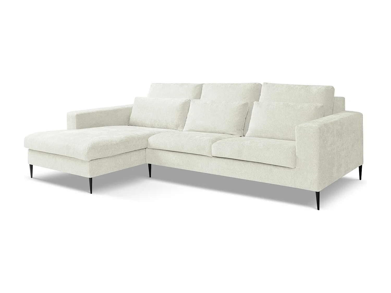 Canapé d’angle 3 places gauche en tissu chenille - beige clair - AKALA