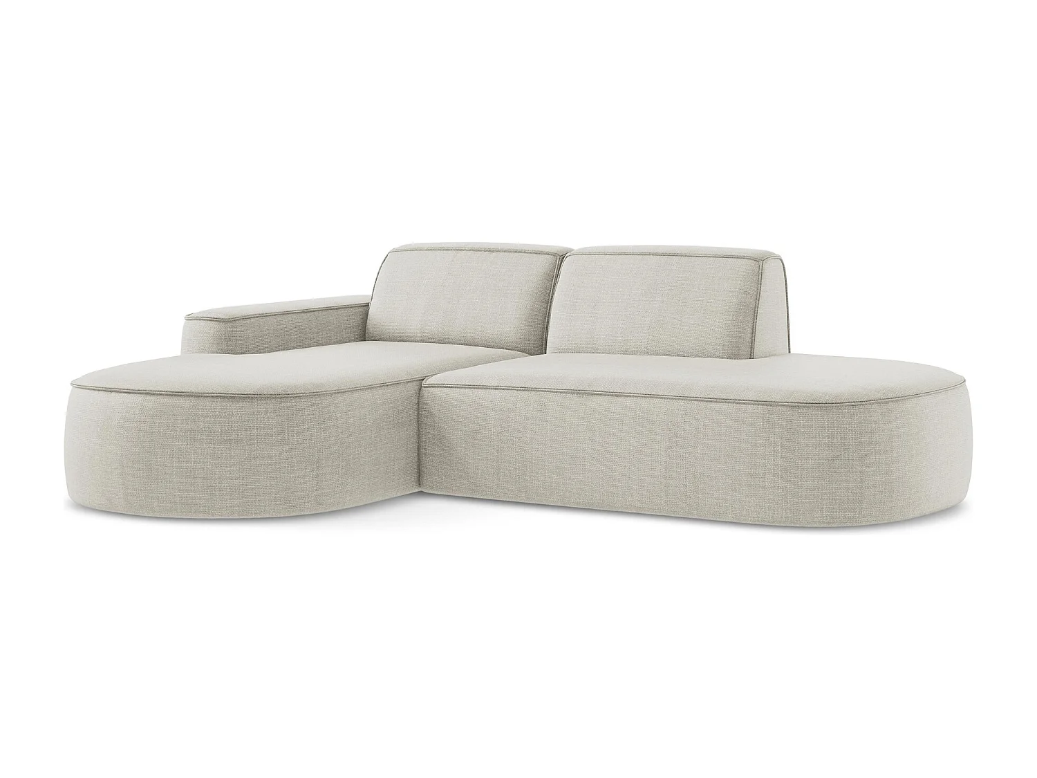 Canapé d'angle 3 places modulaire gauche en tissu texturé - beige clair - OMAO