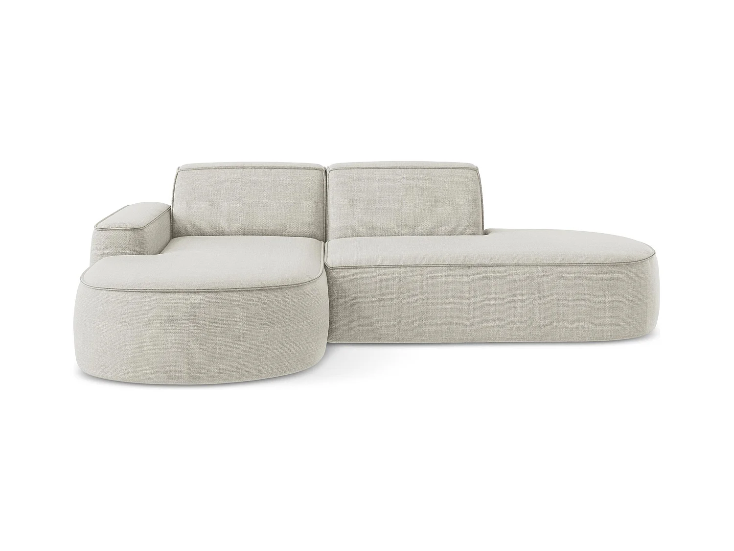 Canapé d'angle 3 places modulaire gauche en tissu texturé - beige clair - OMAO