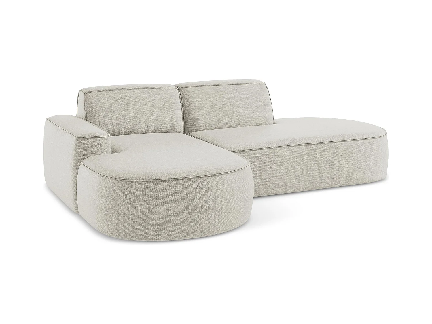 Canapé d'angle 3 places modulaire gauche en tissu texturé - beige clair - OMAO