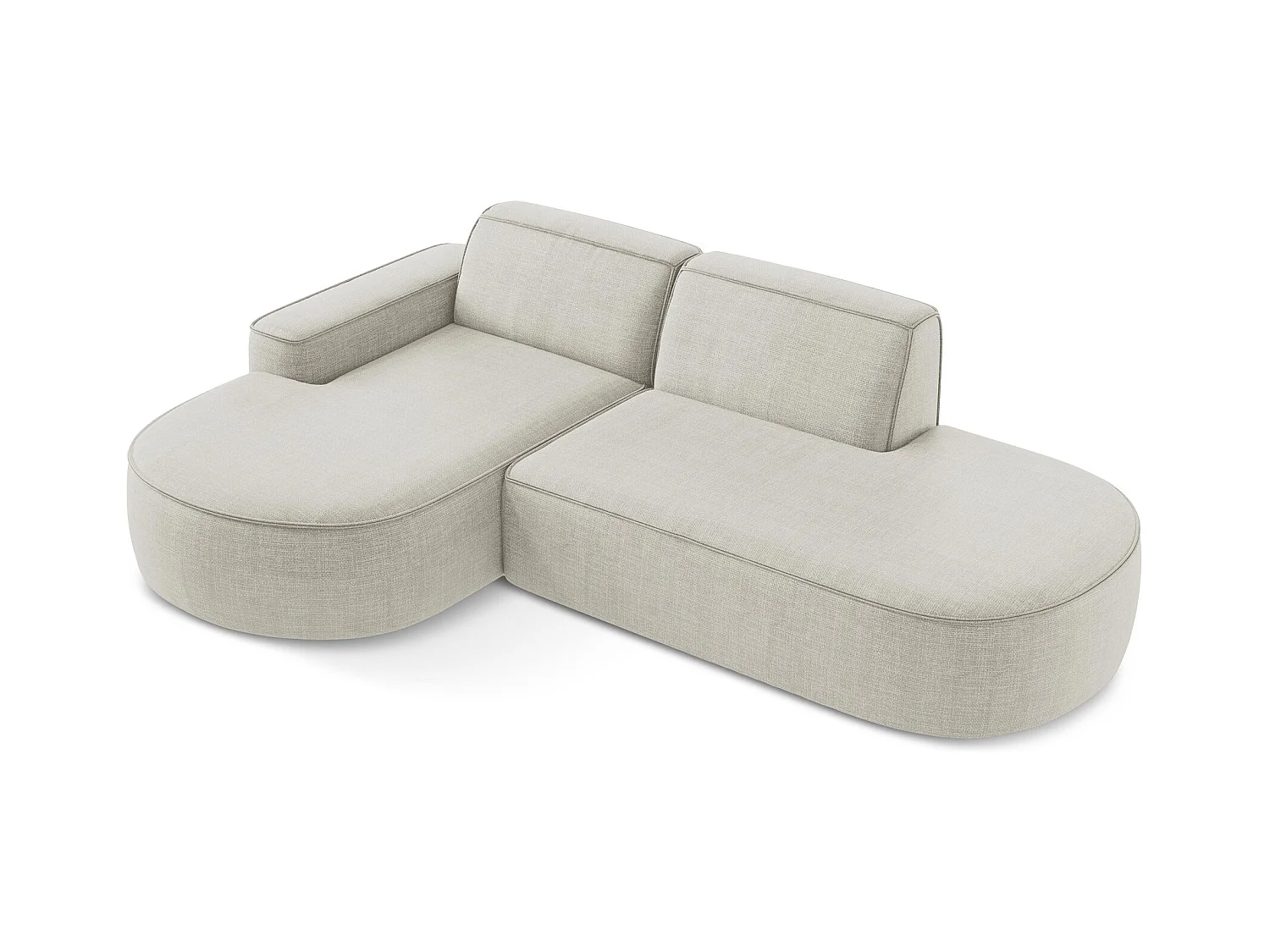 Canapé d'angle 3 places modulaire gauche en tissu texturé - beige clair - OMAO