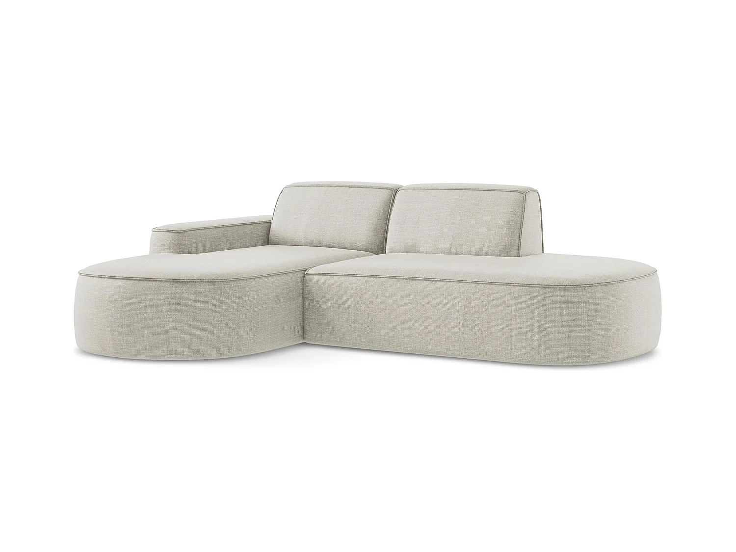 Canapé d'angle 3 places modulaire gauche en tissu texturé - beige clair - OMAO
