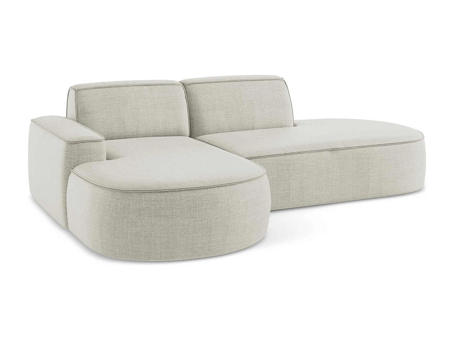 Canapé d'angle 3 places modulaire gauche en tissu texturé - beige clair - OMAO