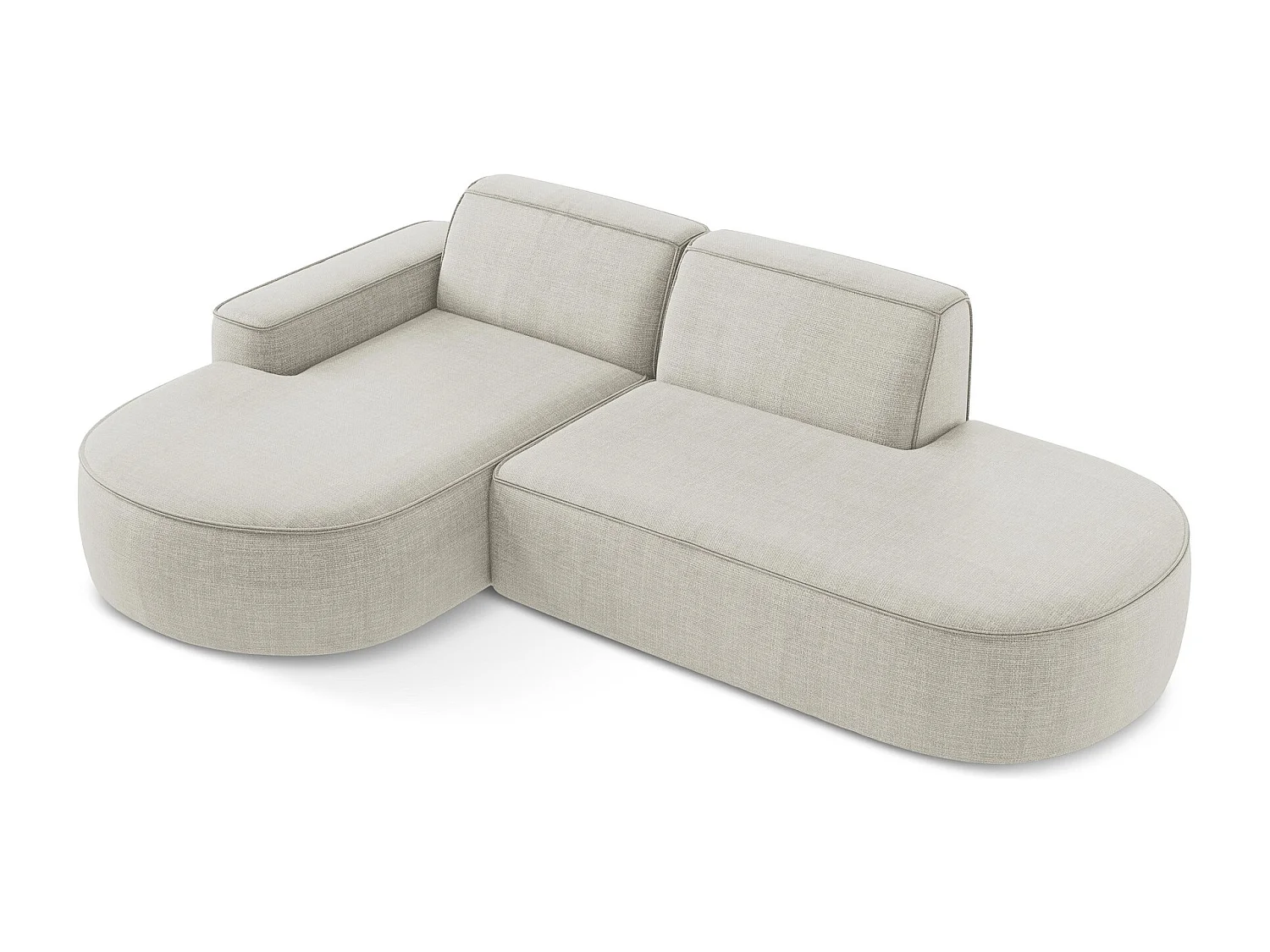 Canapé d'angle 3 places modulaire gauche en tissu texturé - beige clair - OMAO