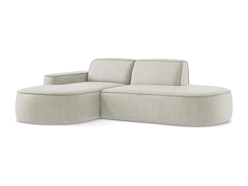 Modulaire hoekbank links van lichtbeige textuurstof - OMAO