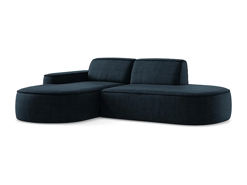 Canapé d'angle 3 places modulaire gauche en tissu texturé - bleu royal - OMAO