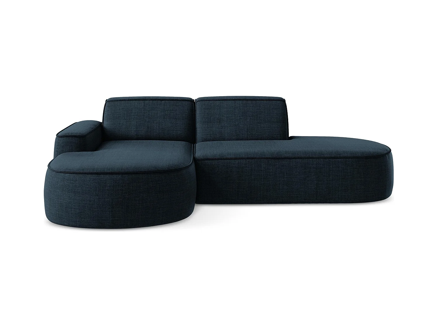 Canapé d'angle 3 places modulaire gauche en tissu texturé - bleu royal - OMAO