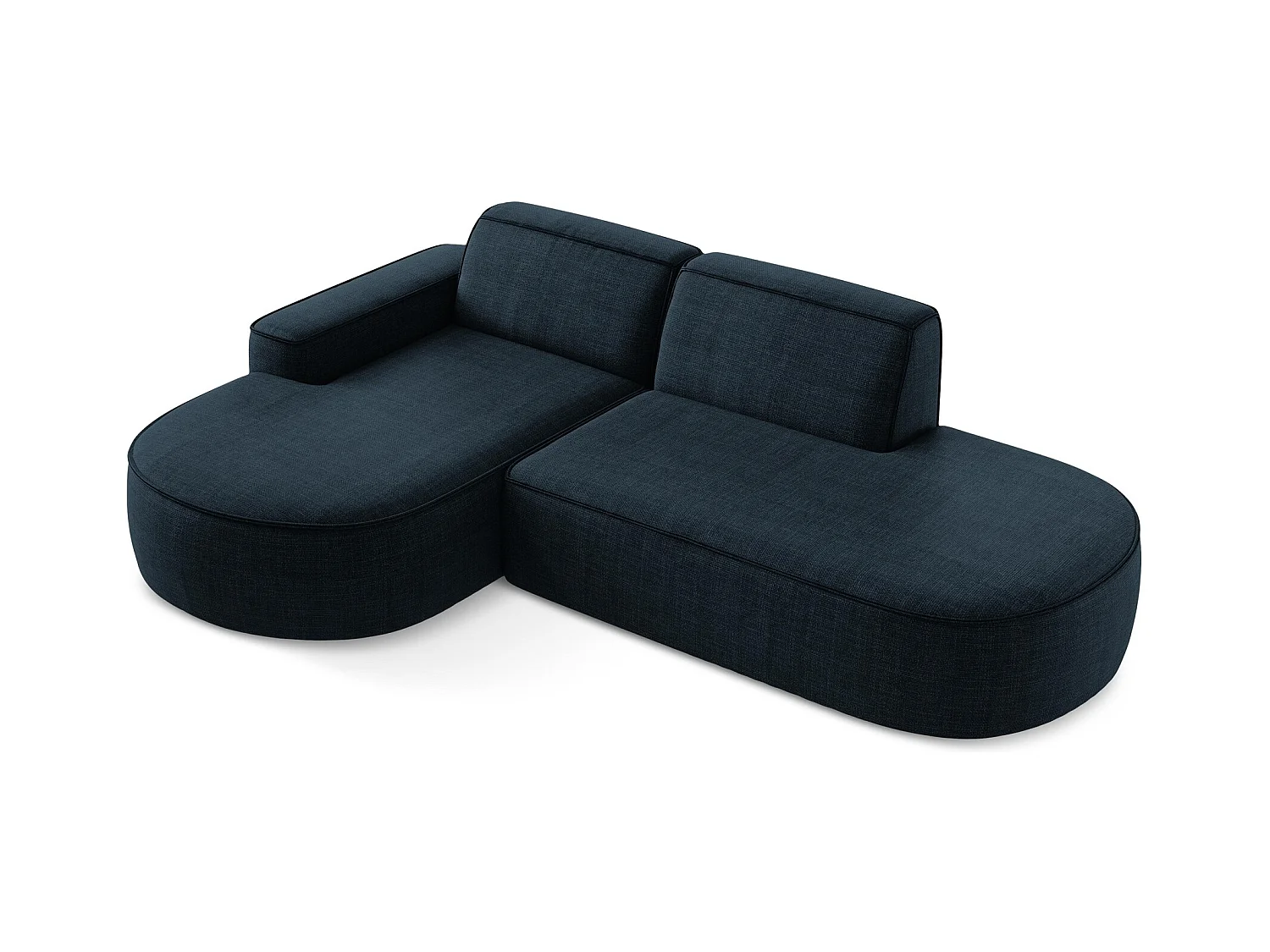 Canapé d'angle 3 places modulaire gauche en tissu texturé - bleu royal - OMAO