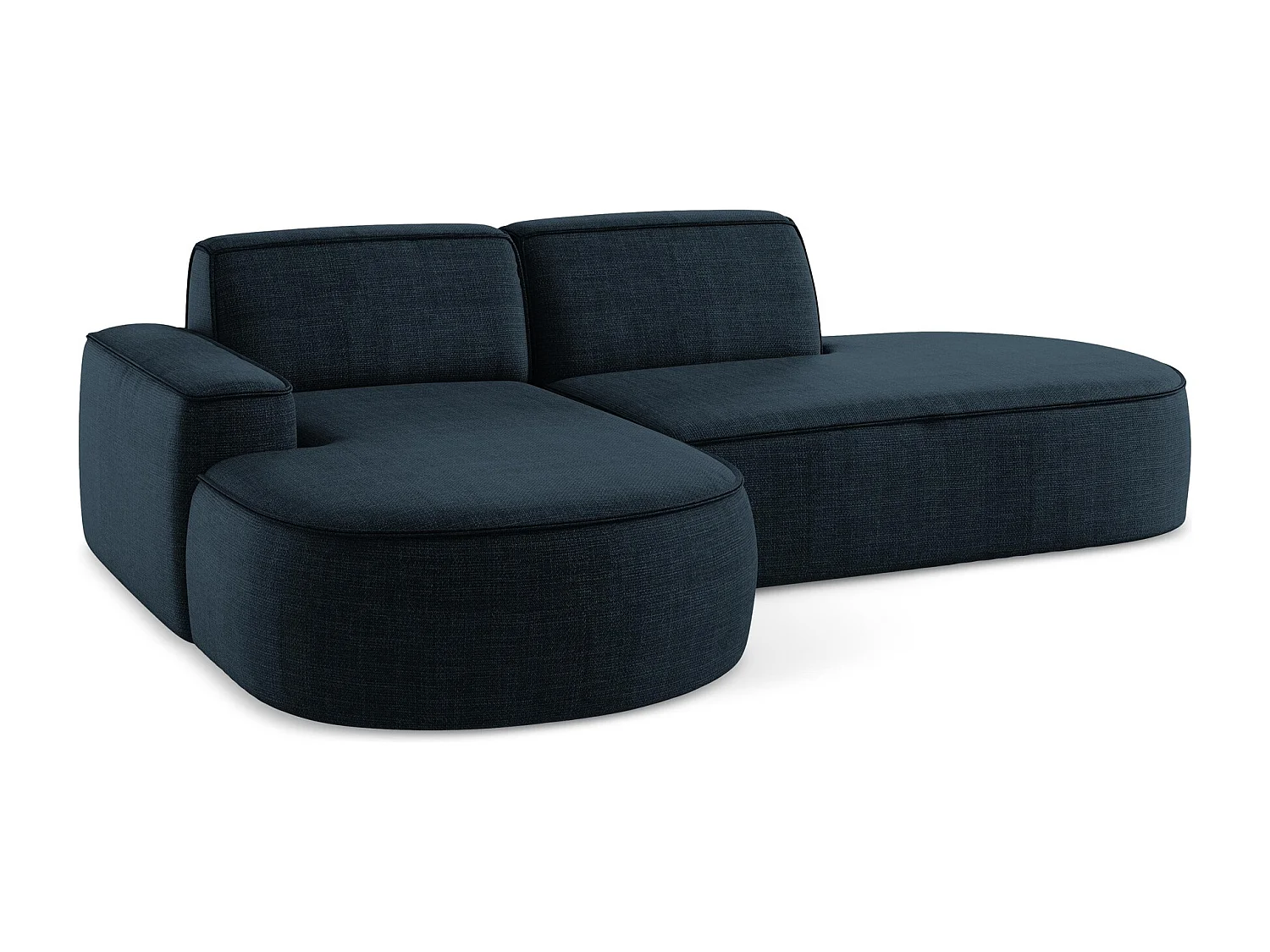 Canapé d'angle 3 places modulaire gauche en tissu texturé - bleu royal - OMAO