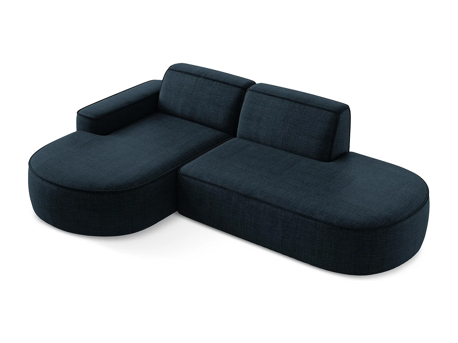 Canapé d'angle 3 places modulaire gauche en tissu texturé - bleu royal - OMAO