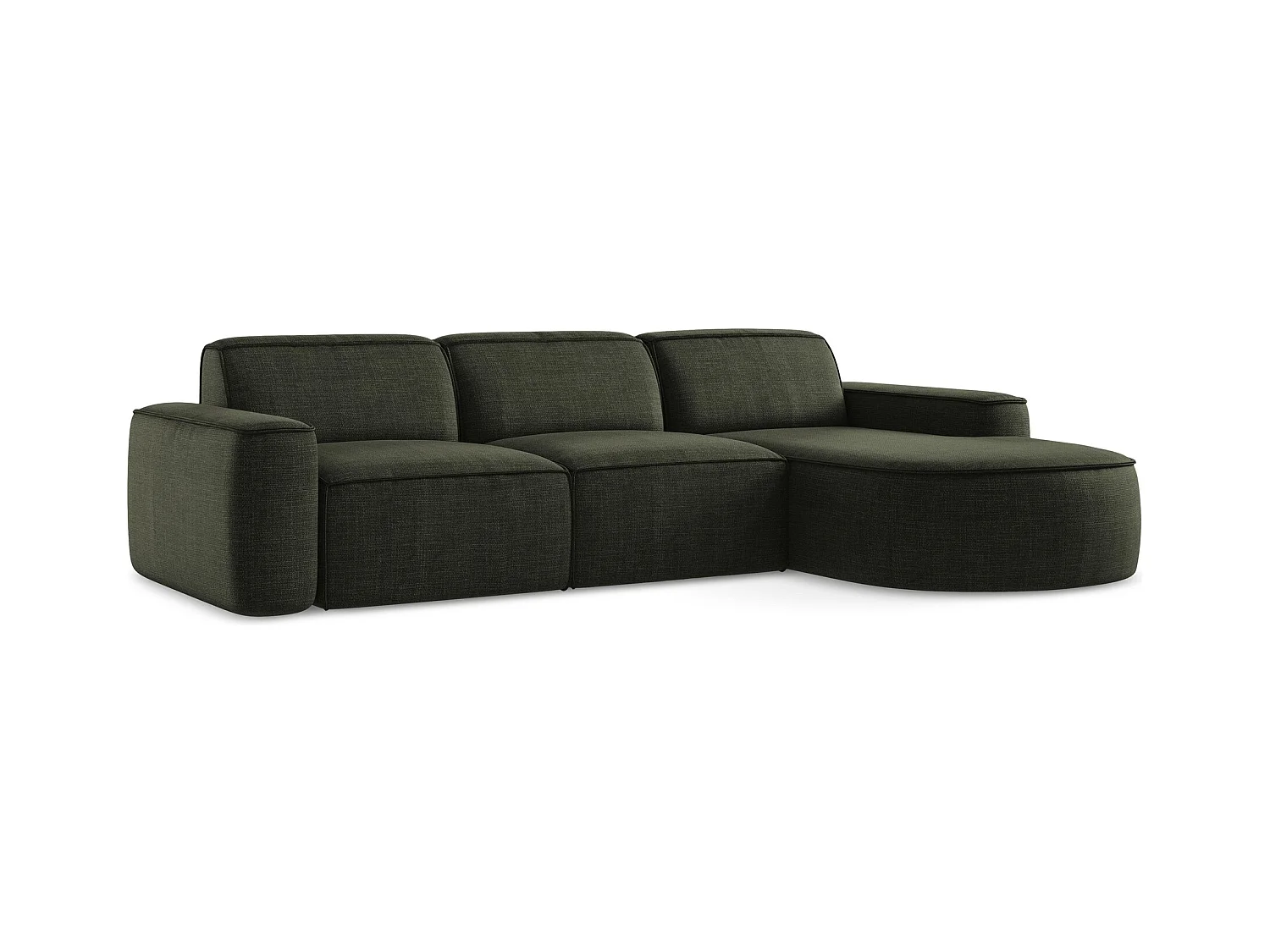 3-Sitzer Modulares Ecksofa - Ecke Rechts - Strukturstoff - Olive - OMAO