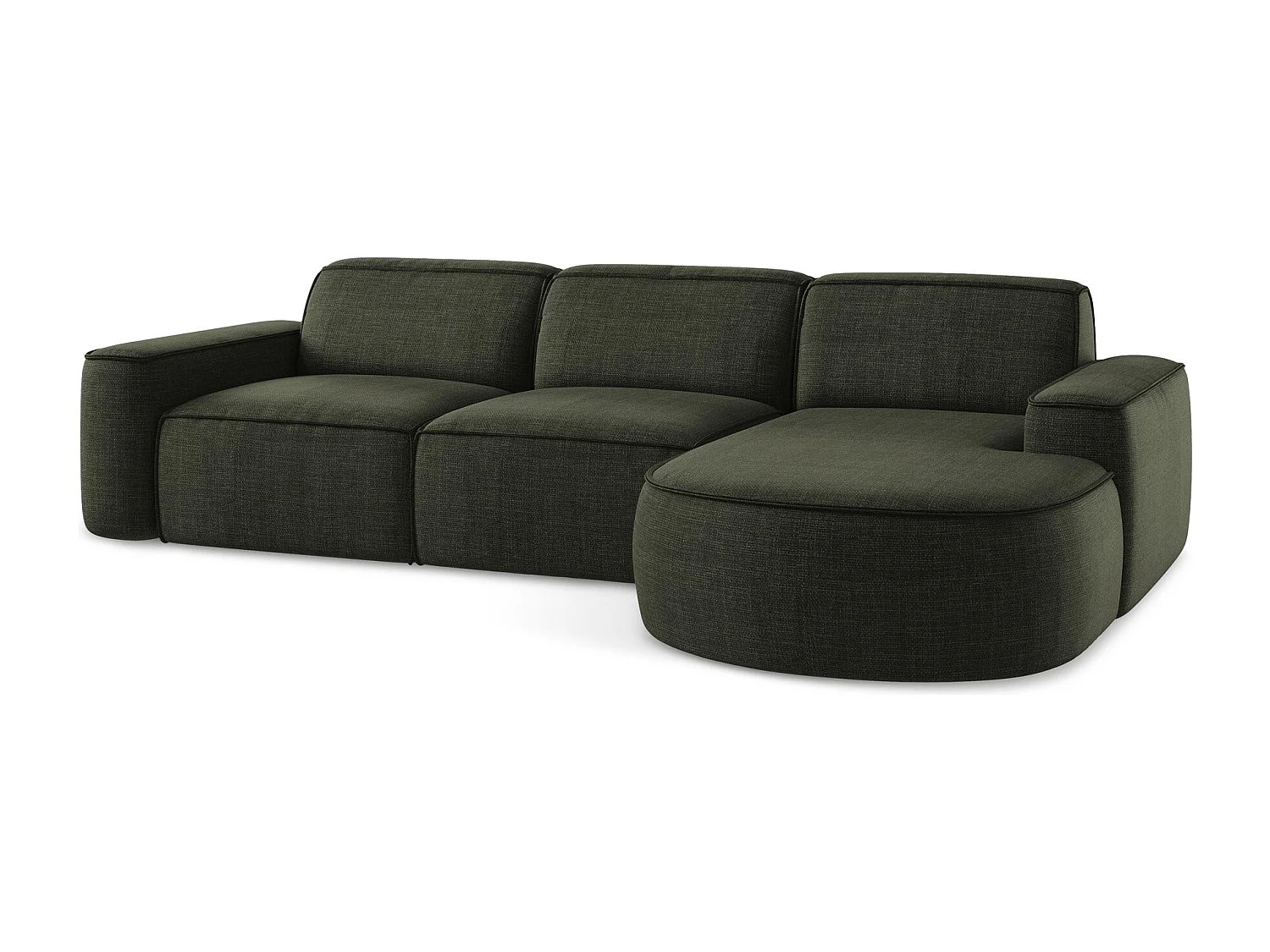 Modulaire hoekbank rechts van olijf textuurstof - OMAO