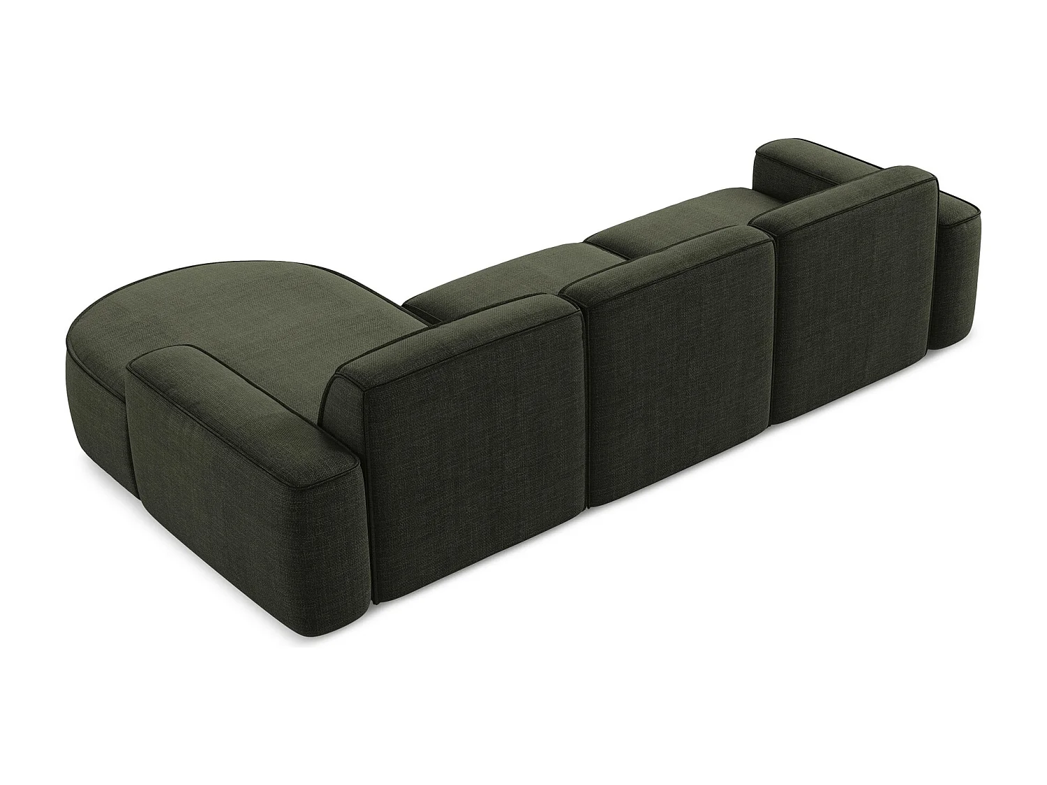 Modulaire hoekbank rechts van olijf textuurstof - OMAO