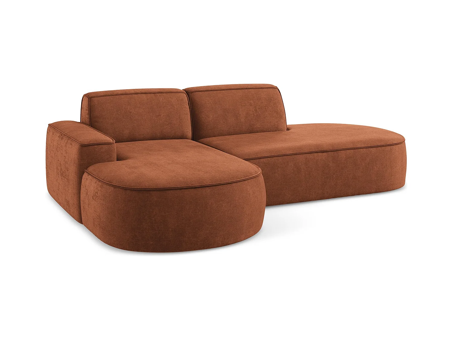 Canapé d'angle 3 places modulaire gauche en tissu chenille - terre cuite - OMAO