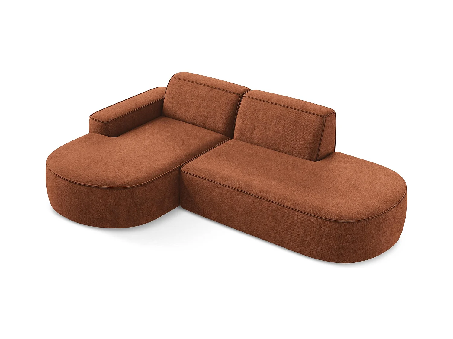 Canapé d'angle 3 places modulaire gauche en tissu chenille - terre cuite - OMAO