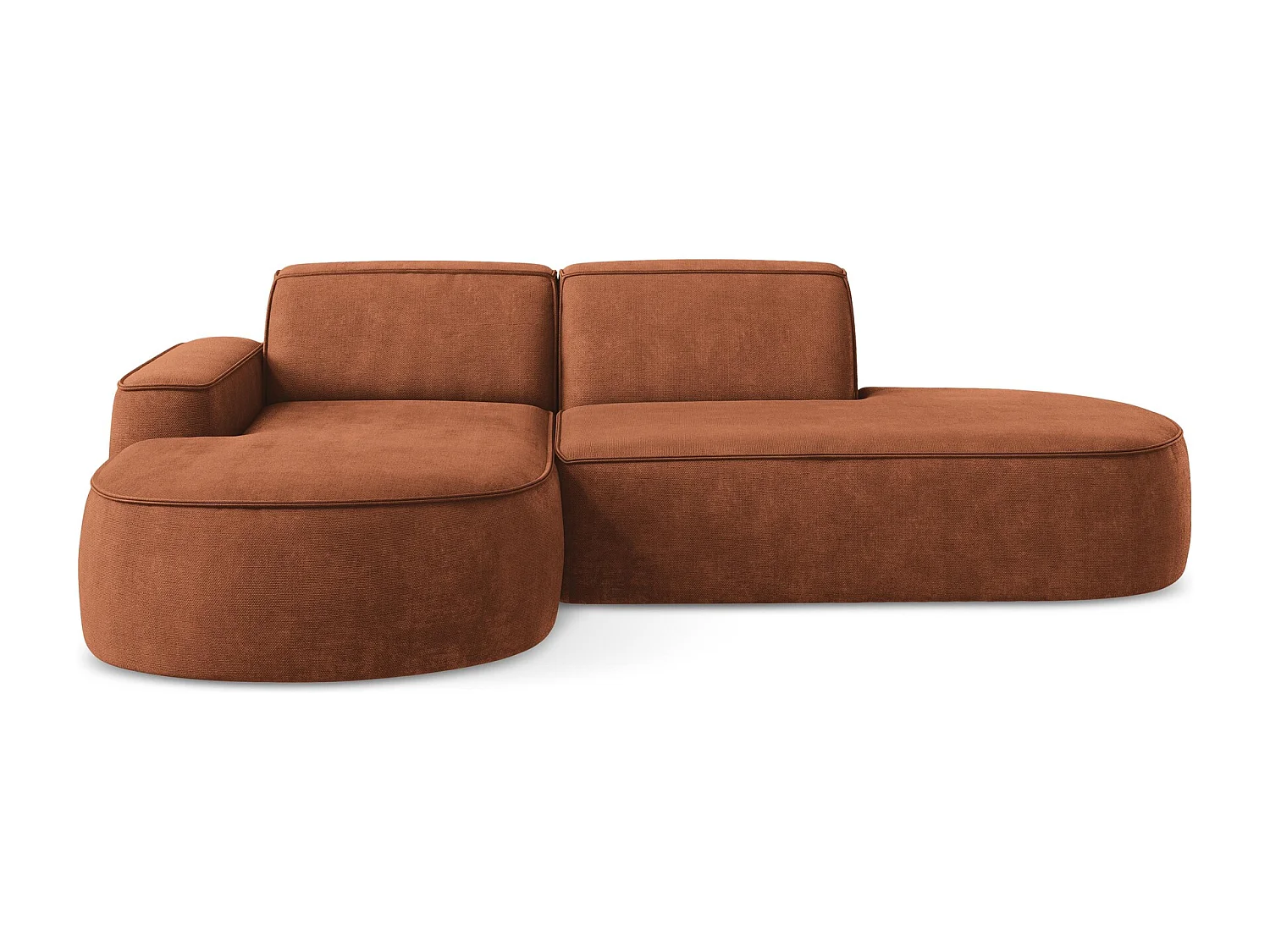 Canapé d'angle 3 places modulaire gauche en tissu chenille - terre cuite - OMAO