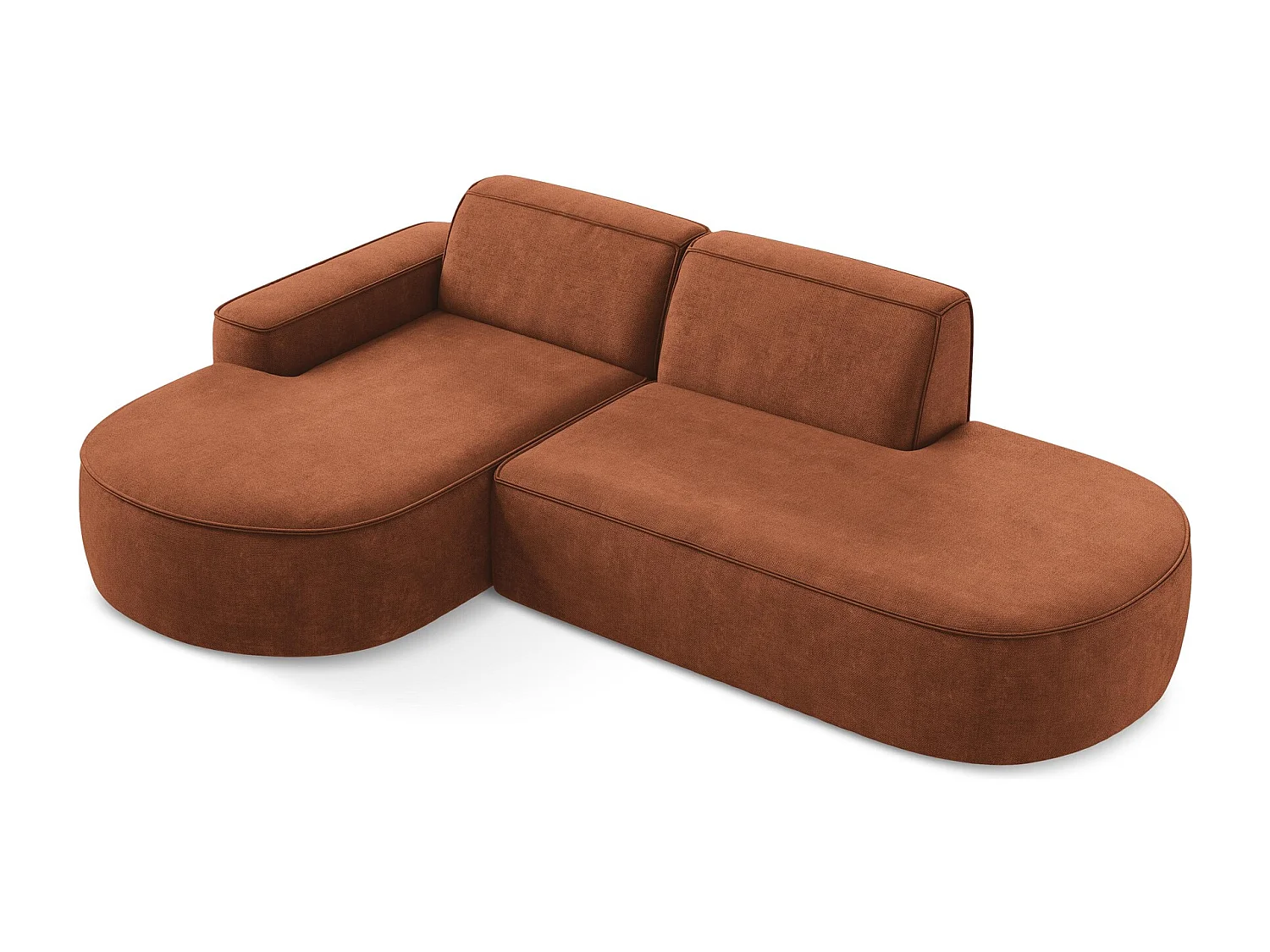 Canapé d'angle 3 places modulaire gauche en tissu chenille - terre cuite - OMAO