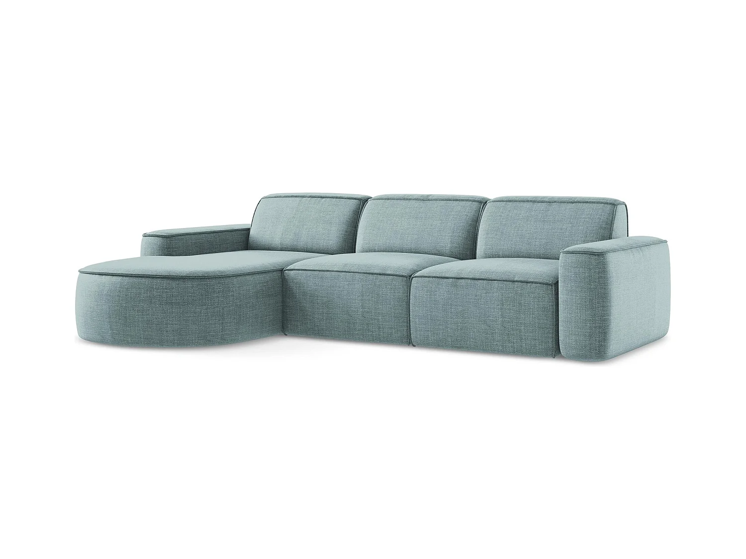 Canapé d'angle 3 places modulaire gauche en tissu texturé - jeans - OMAO