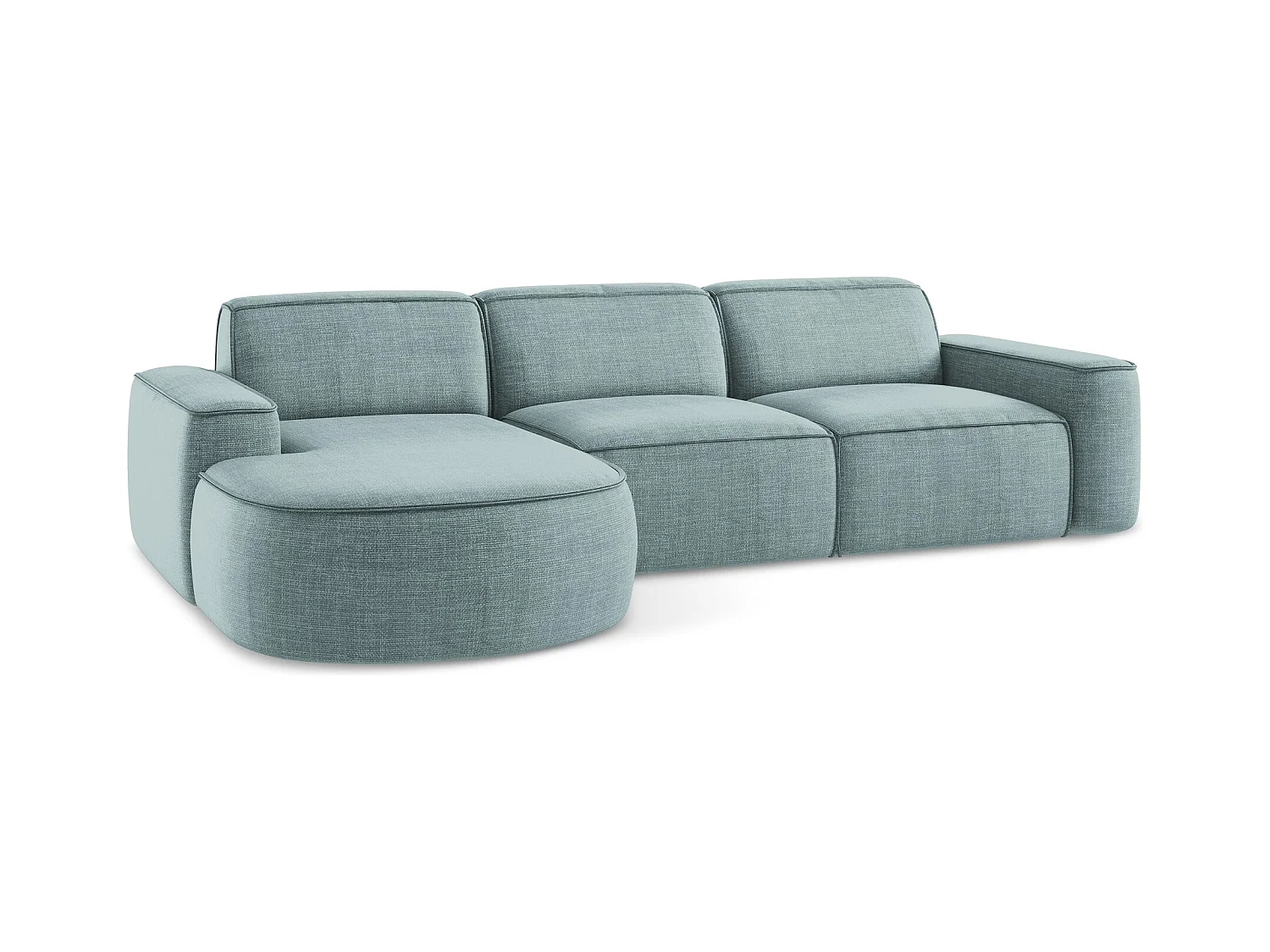 Canapé d'angle 3 places modulaire gauche en tissu texturé - jeans - OMAO