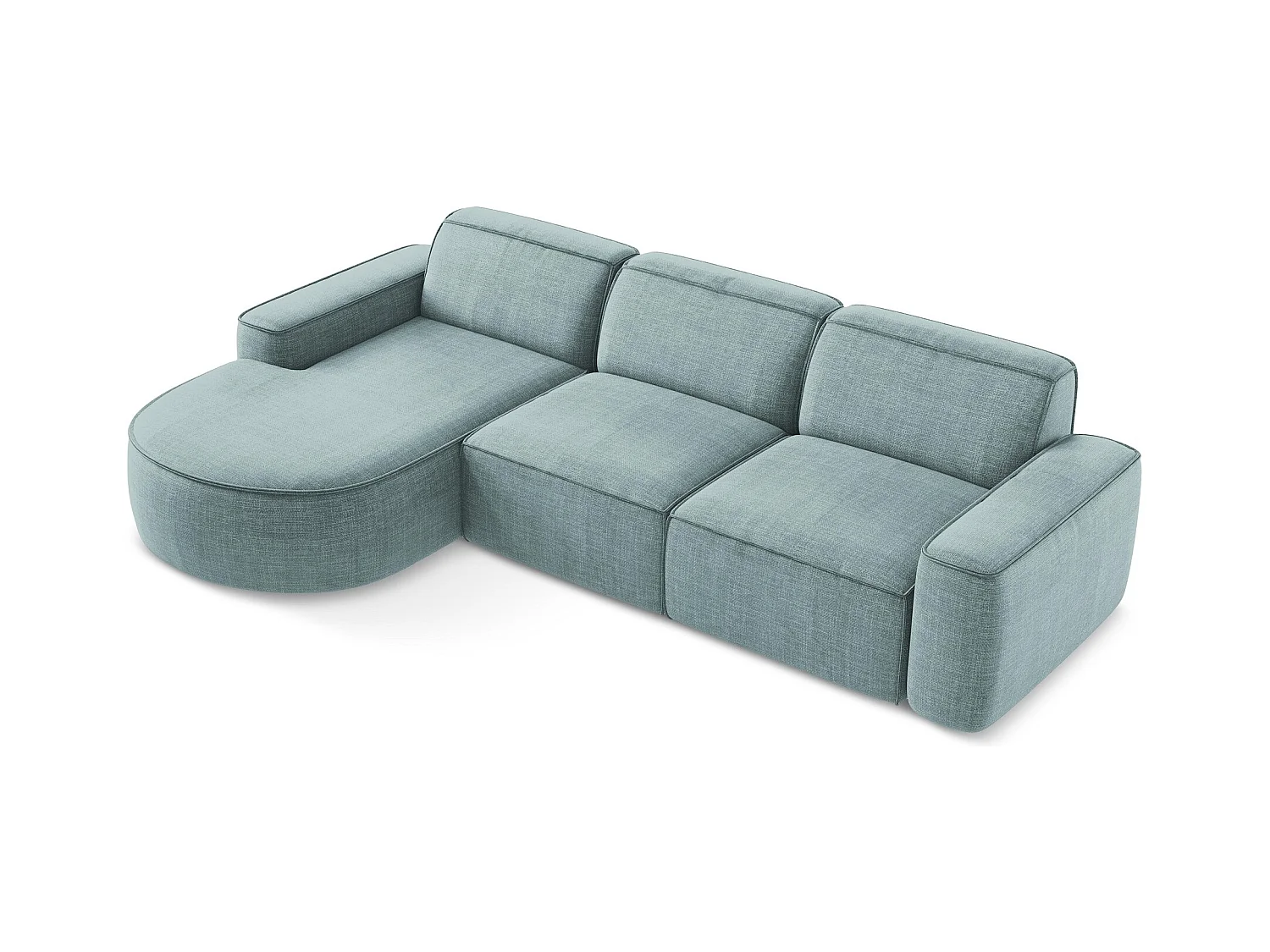 Canapé d'angle 3 places modulaire gauche en tissu texturé - jeans - OMAO