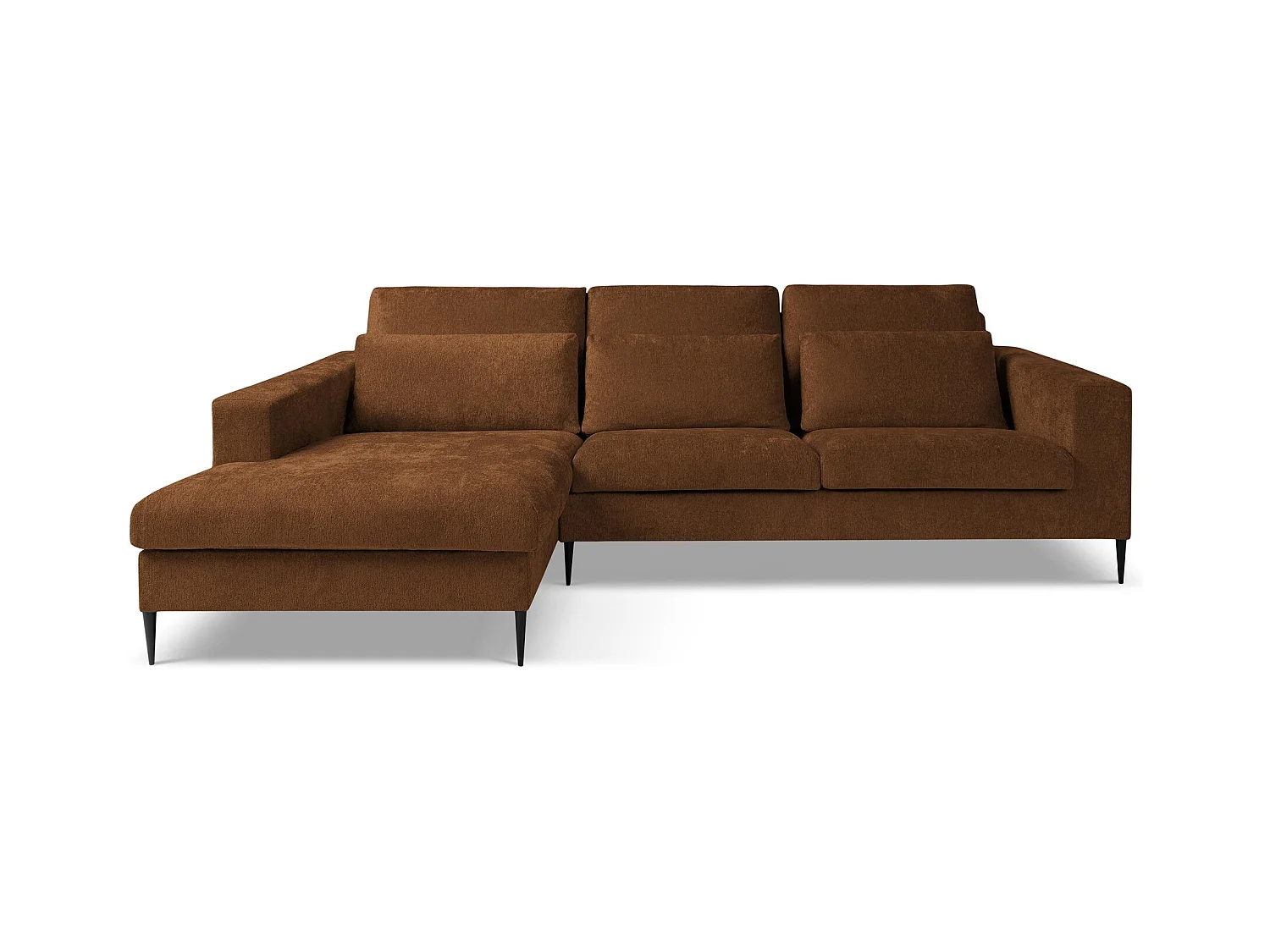 Canapé d’angle 3 places gauche en tissu chenille - terre cuite - AKALA