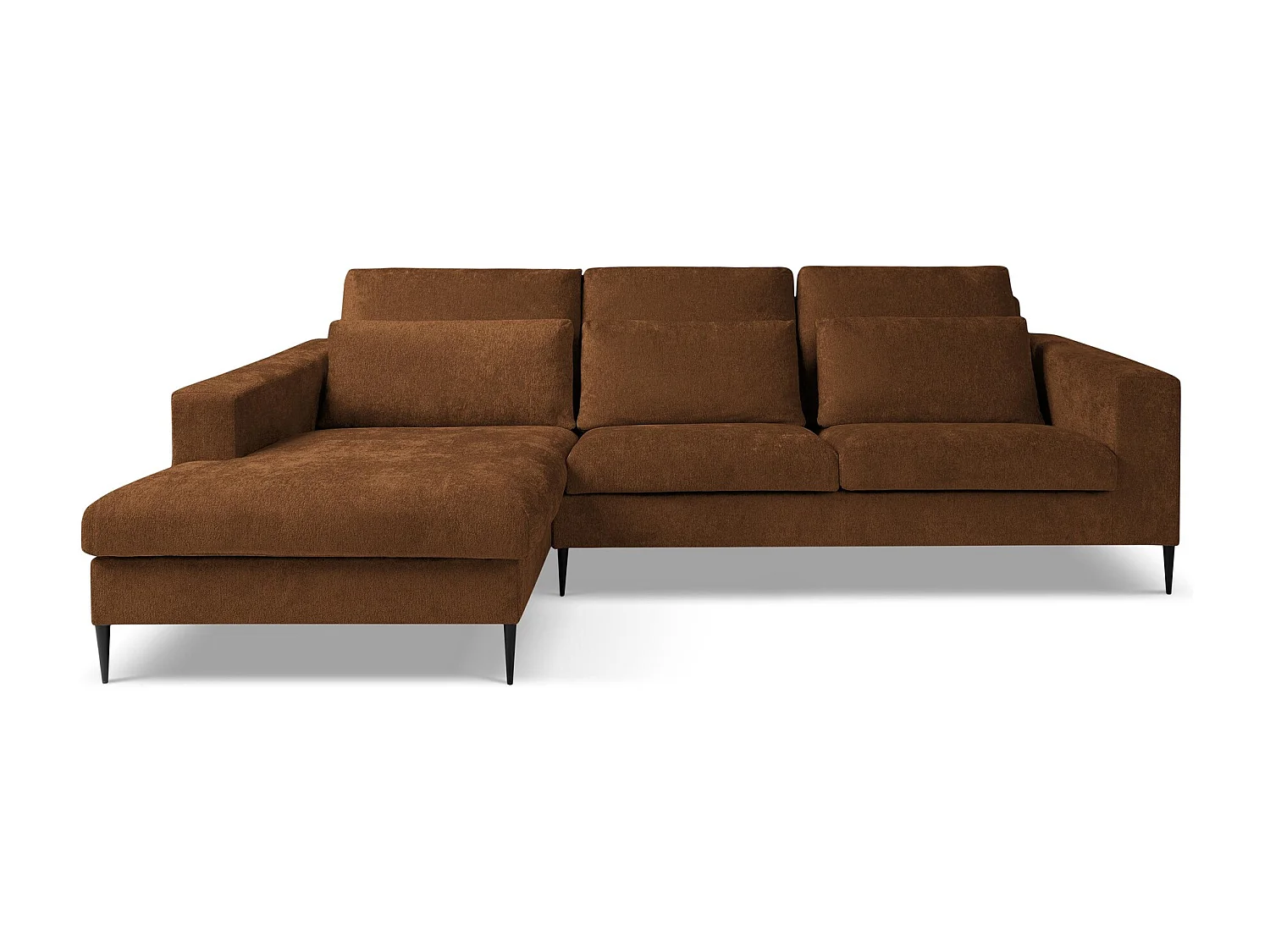 Canapé d’angle 3 places gauche en tissu chenille - terre cuite - AKALA