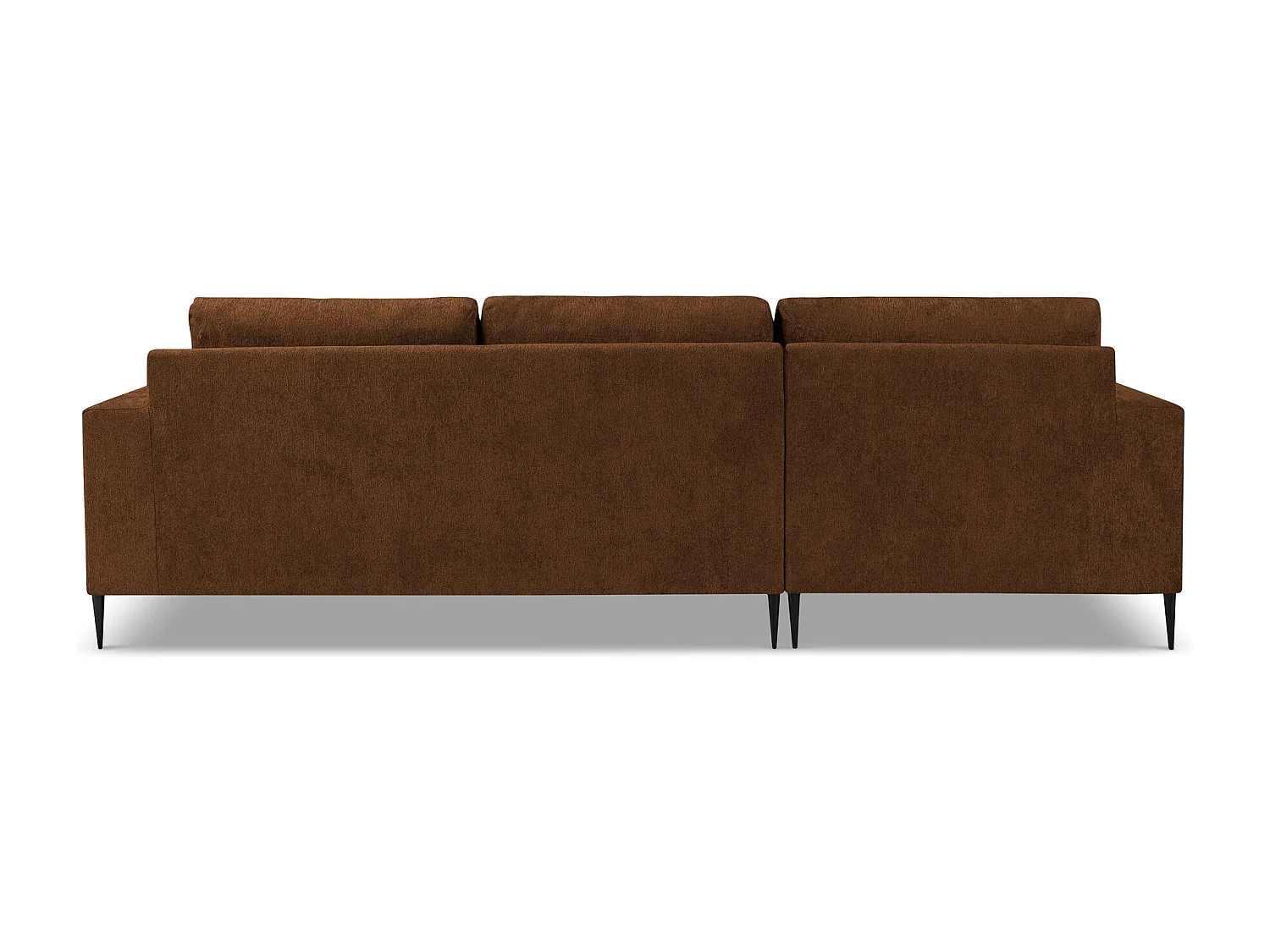 Canapé d’angle 3 places gauche en tissu chenille - terre cuite - AKALA